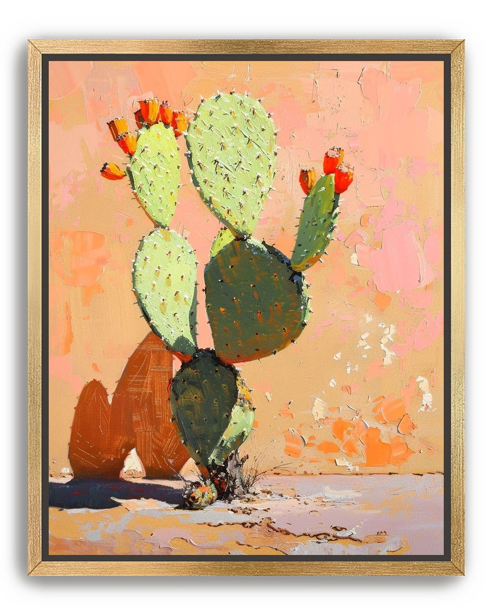 Prickly pear in sunlit plaster