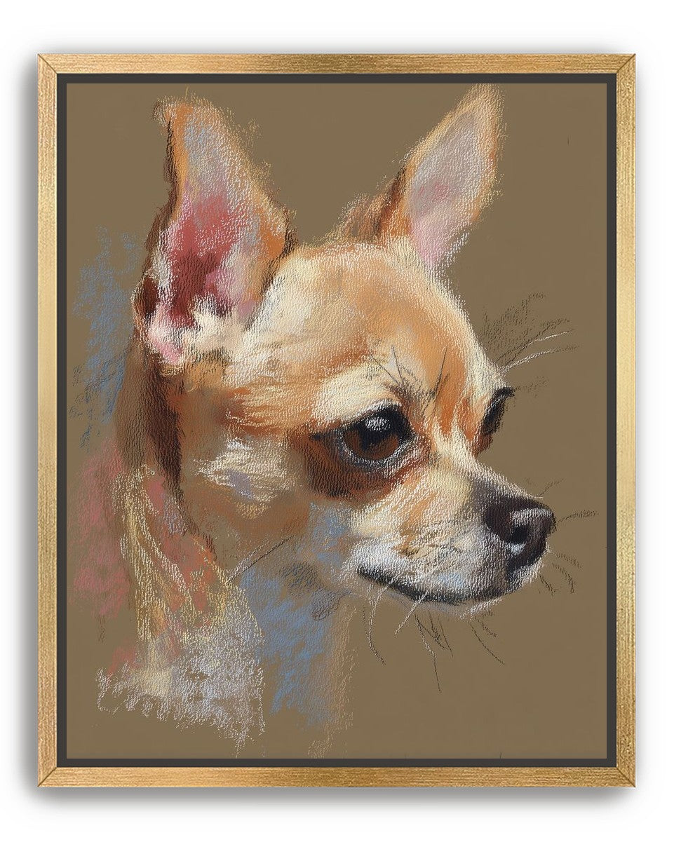 Pastel dog in profile