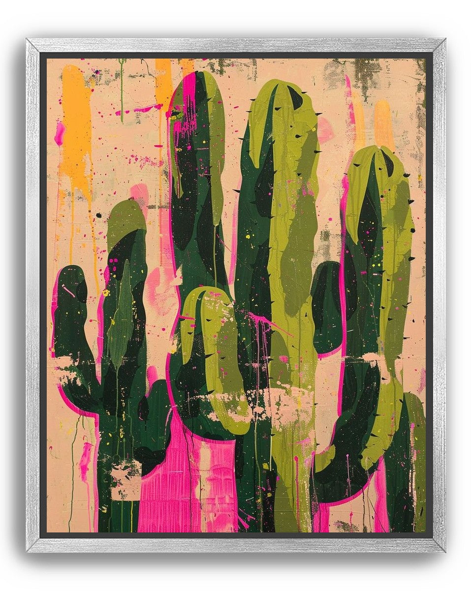 Cacti within pink drips