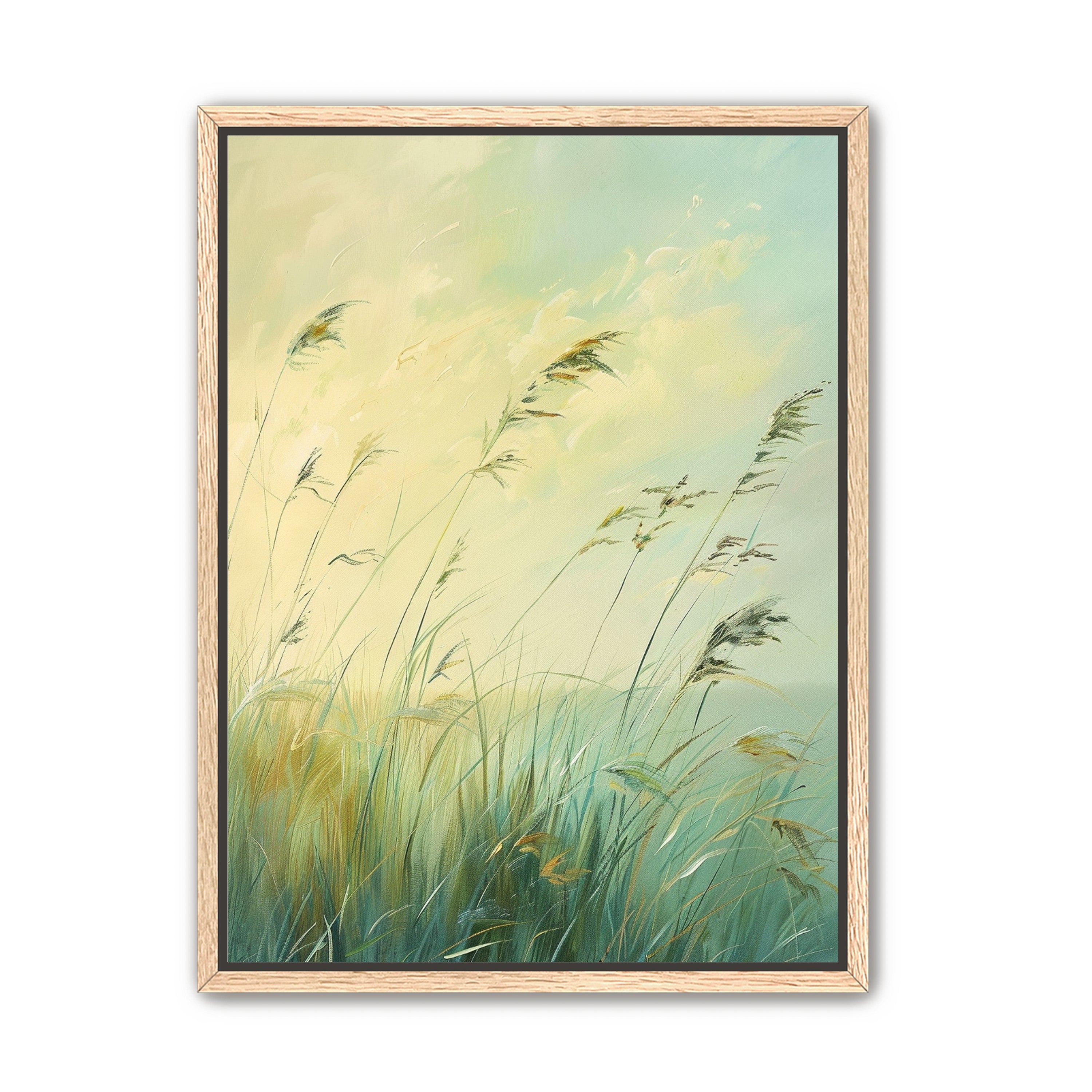 Windbent beach grass sky