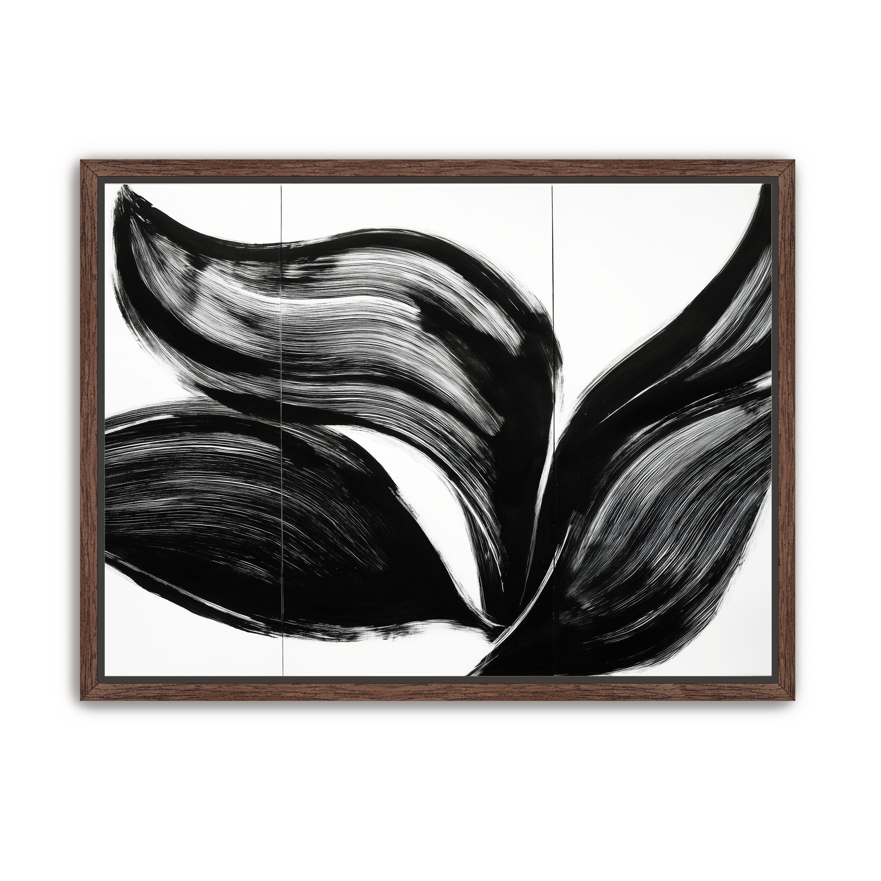 Three petals in black ink