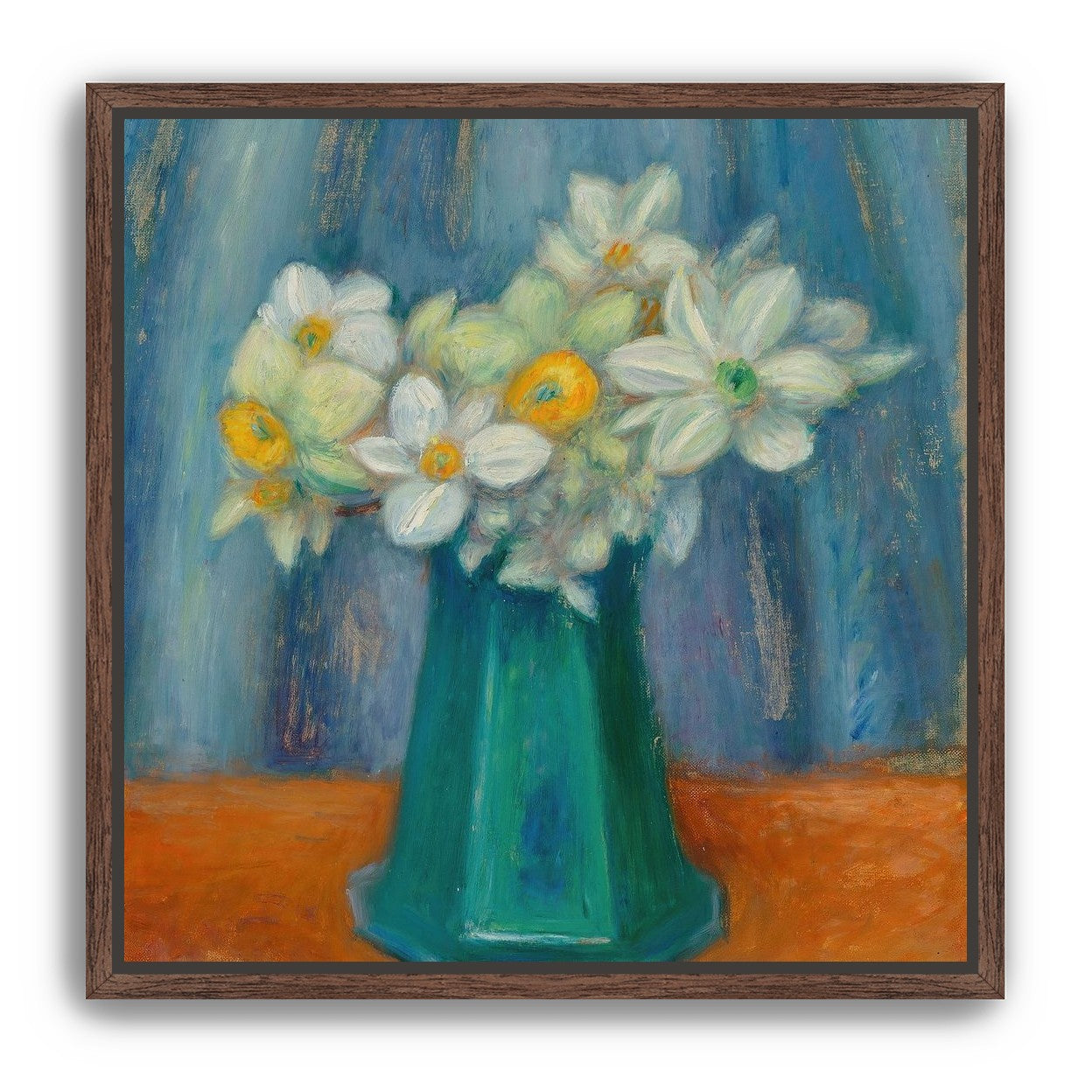 Daisies in green glass