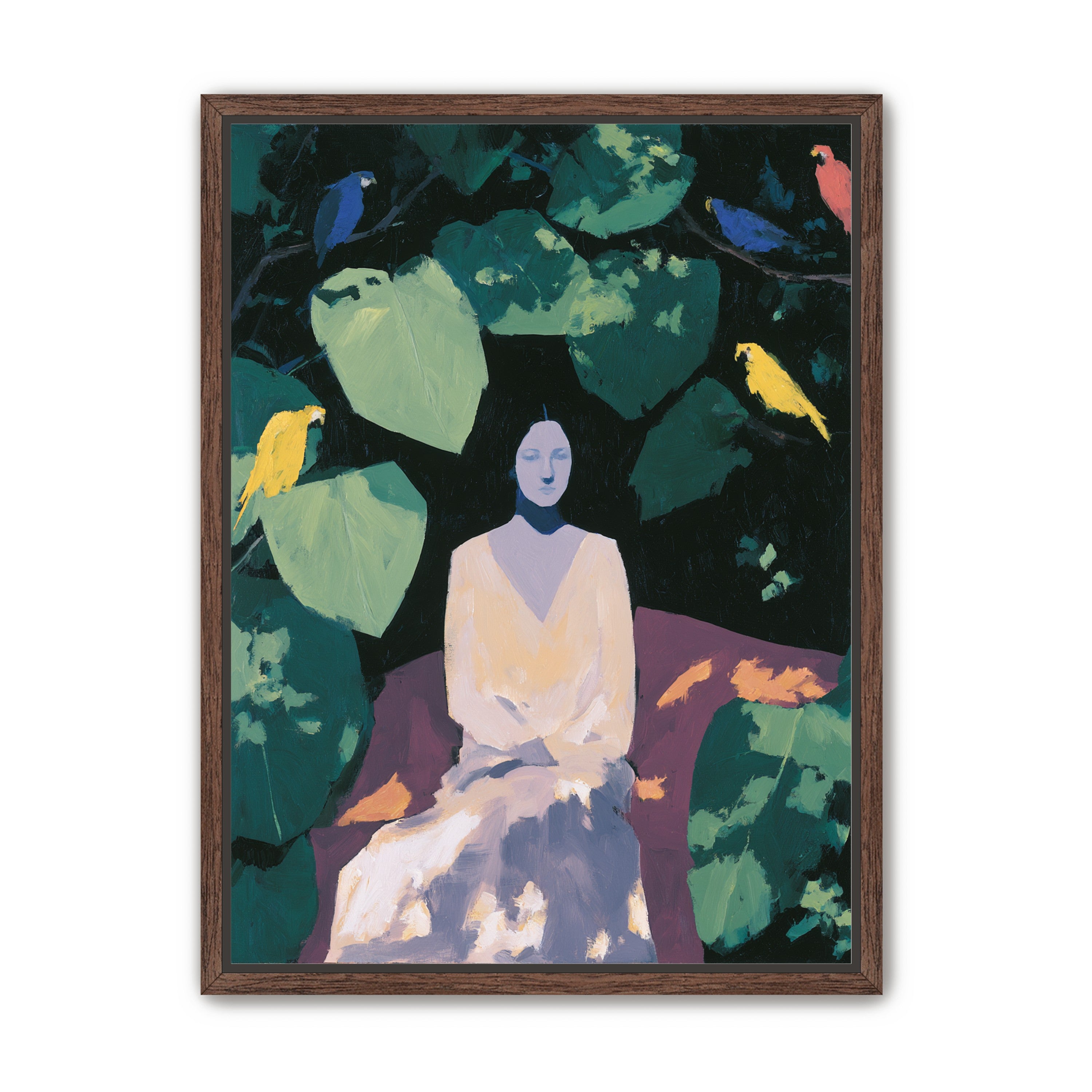 Pale dress under green leaves