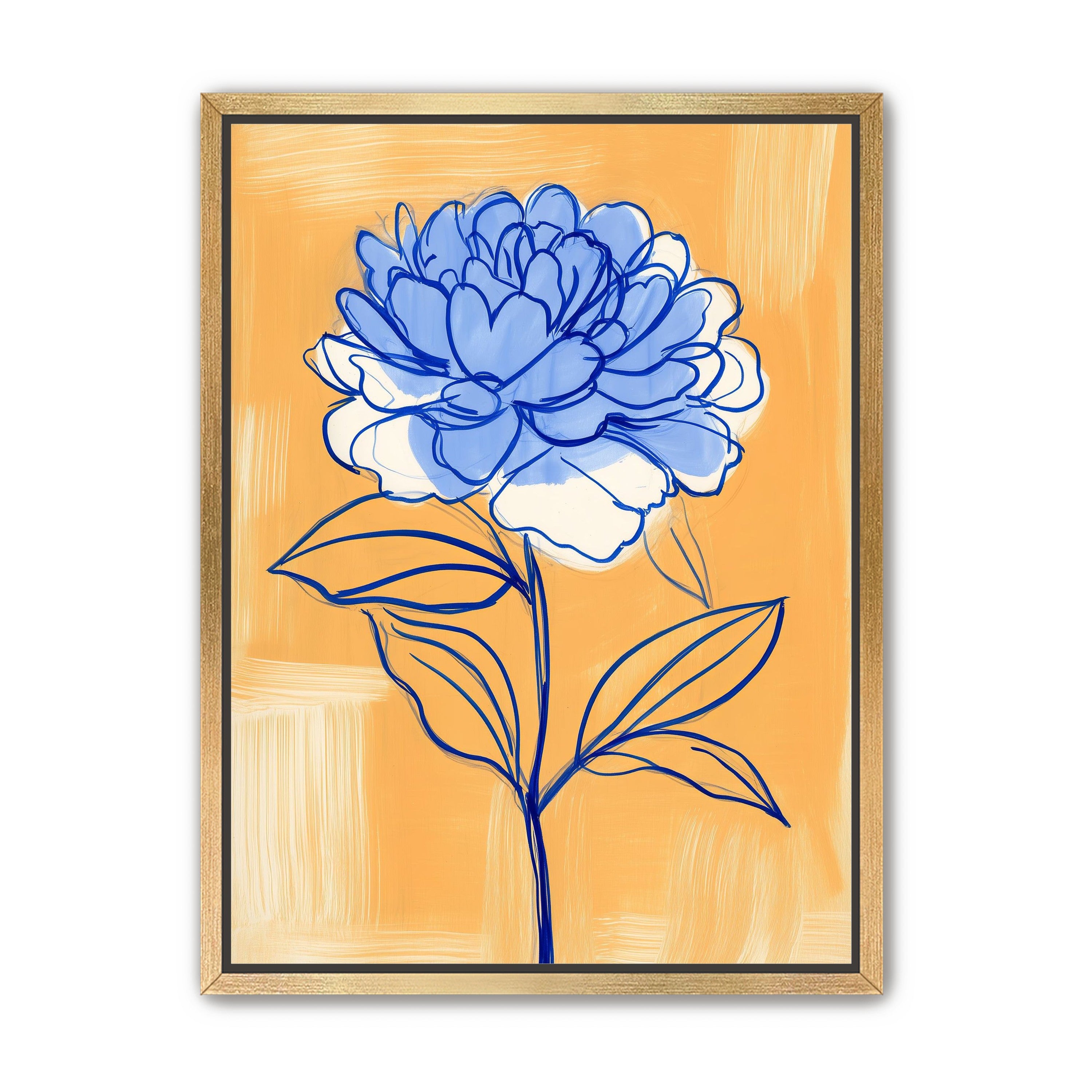 Blue Flower on Orange Field