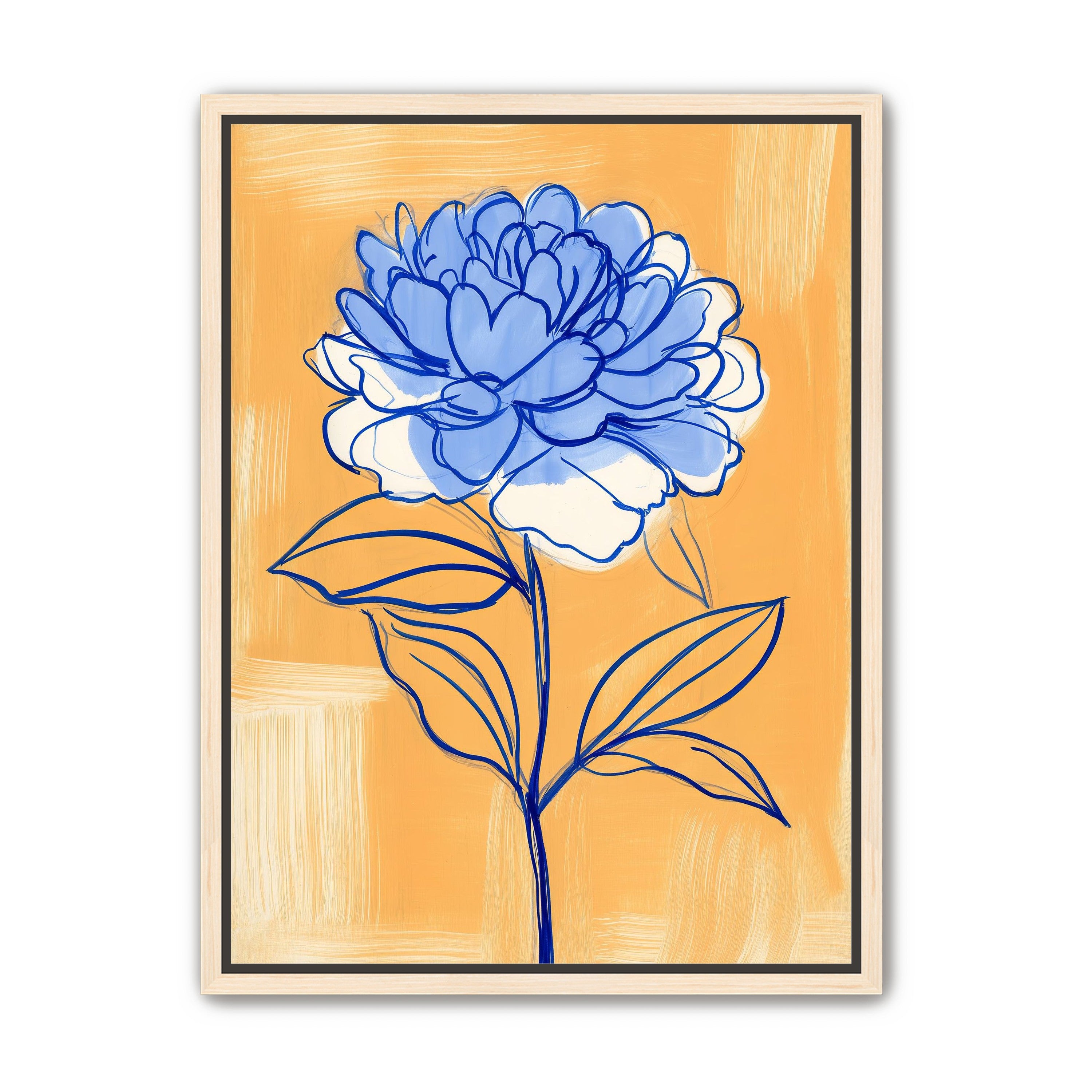 Blue Flower on Orange Field