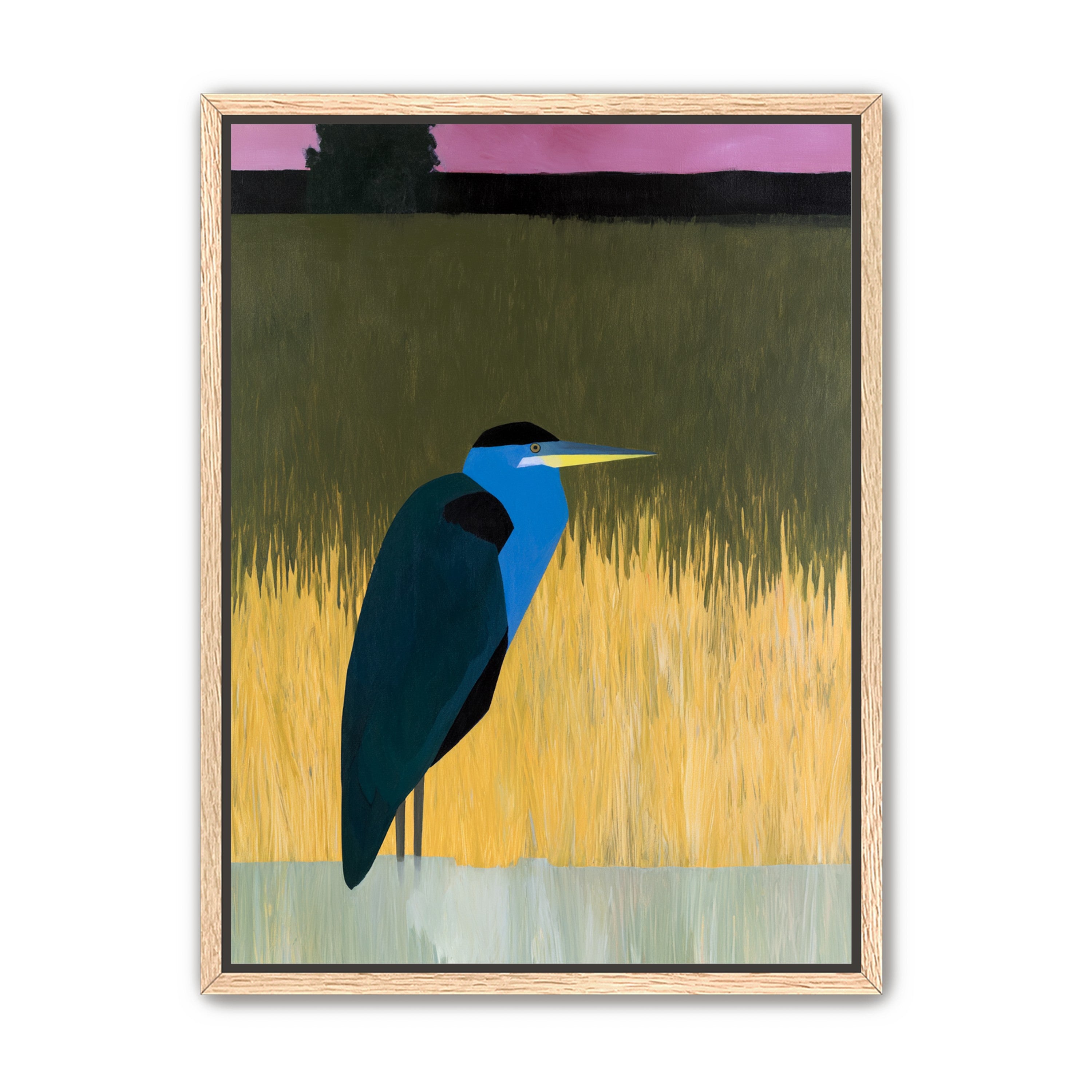 Blue bird in yellow grass