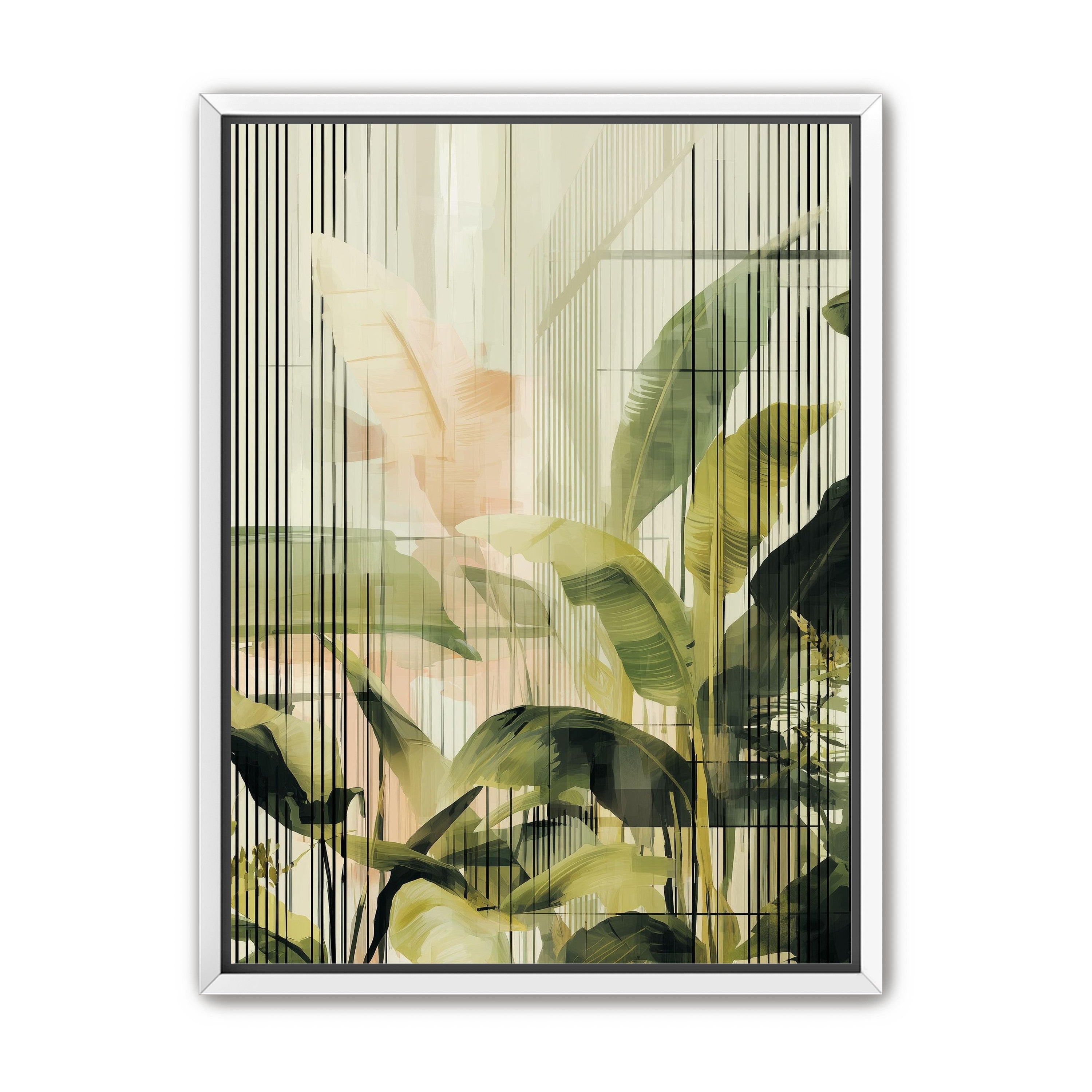 Green leaves in peach light