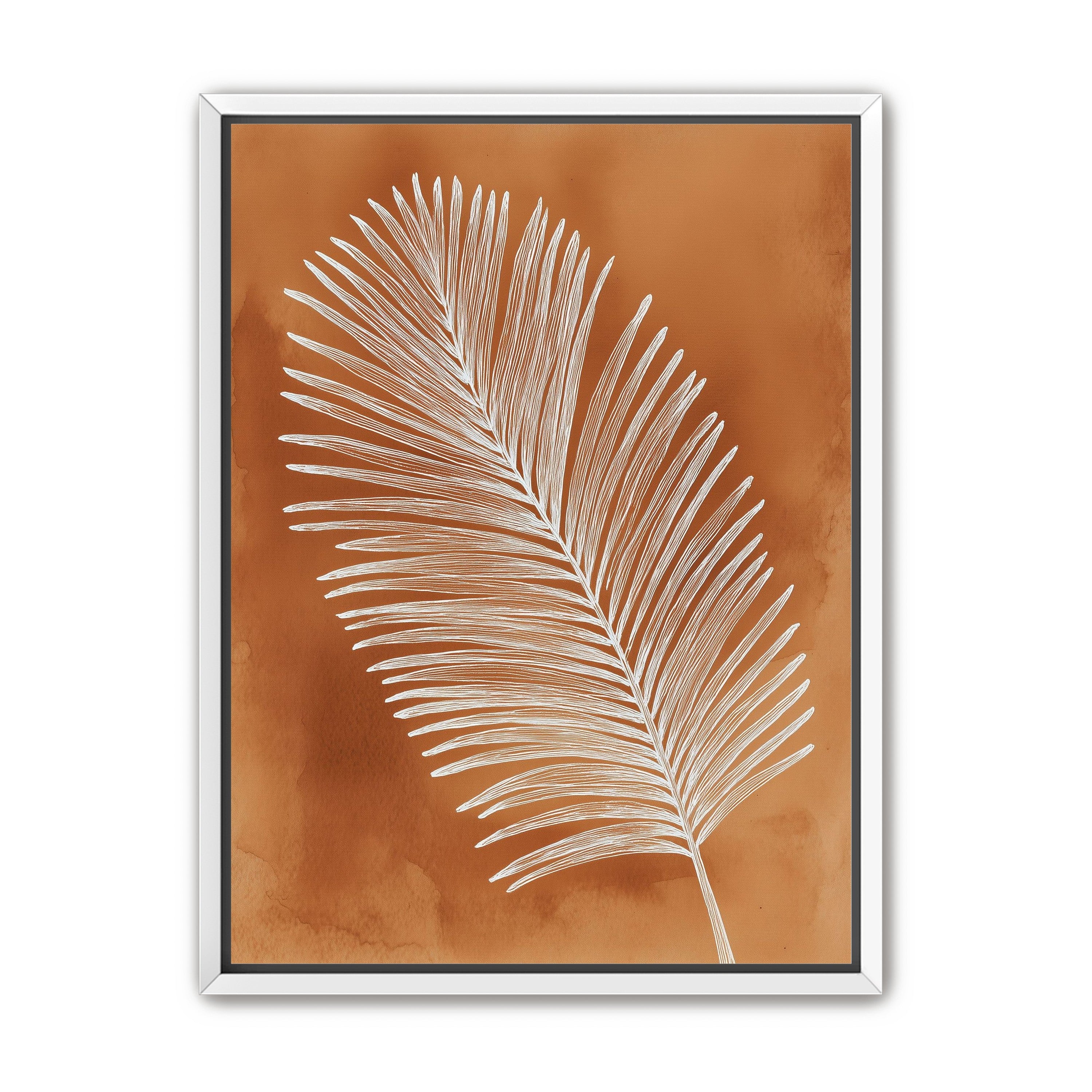 Palm frond in white ink