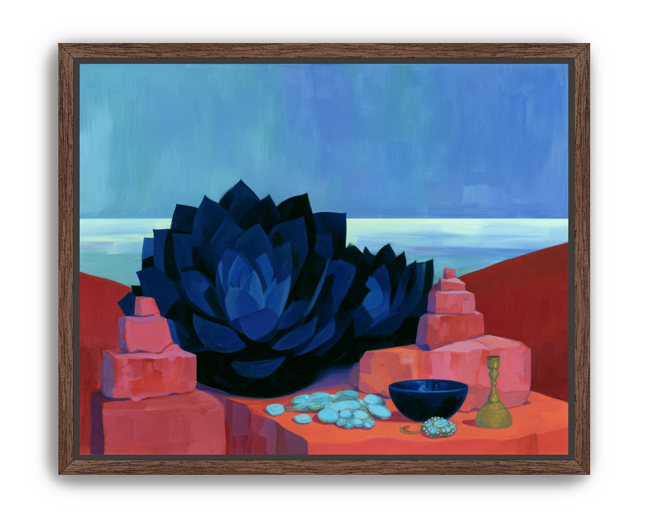 Blue flower in red light