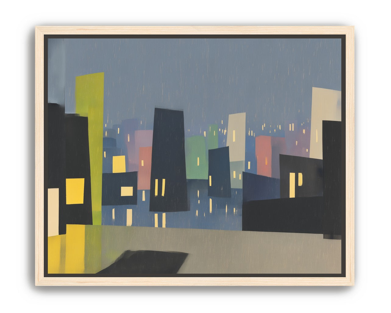 Rain on the lit skyline