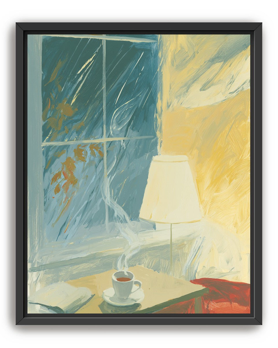 Steam against the rainy window