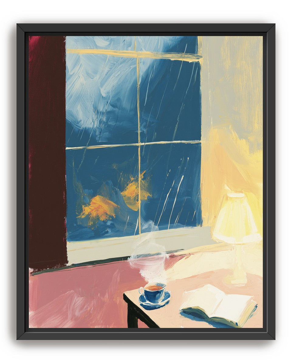 Lamplight on the rainy window