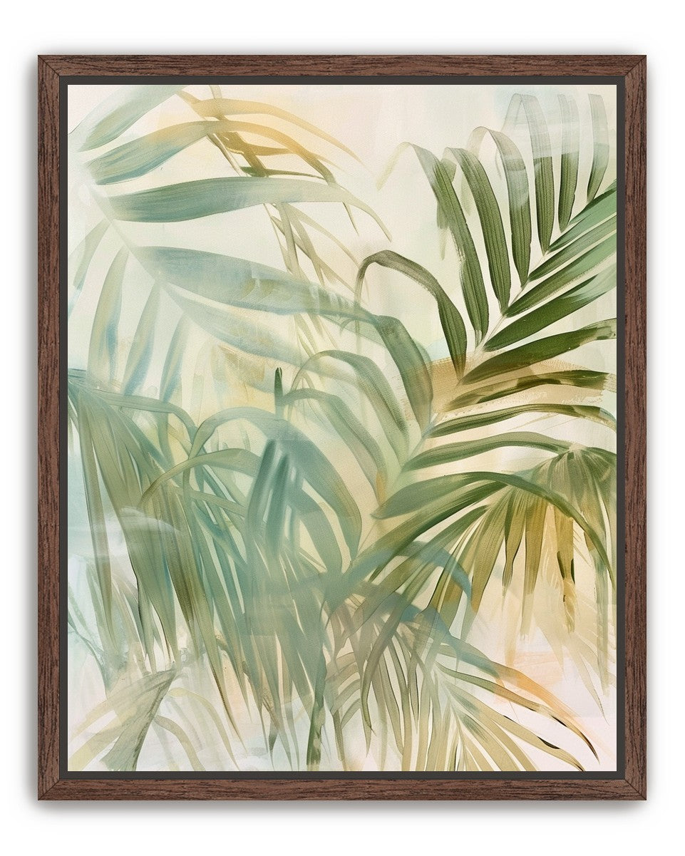 Palm leaves in pale wash