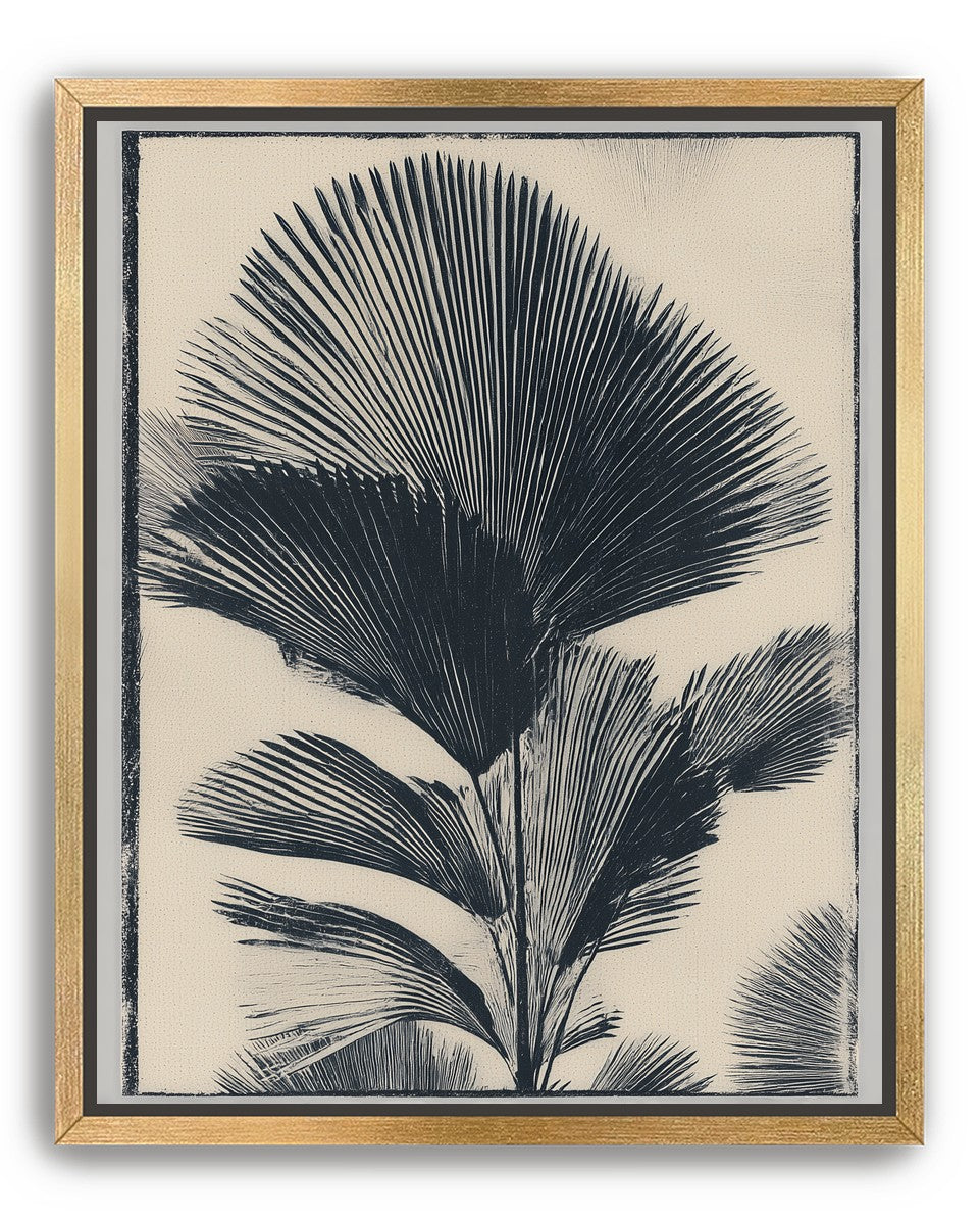 Palm fronds in black ink