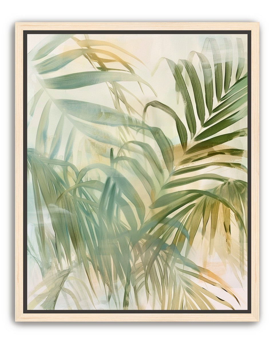 Palm leaves in pale wash