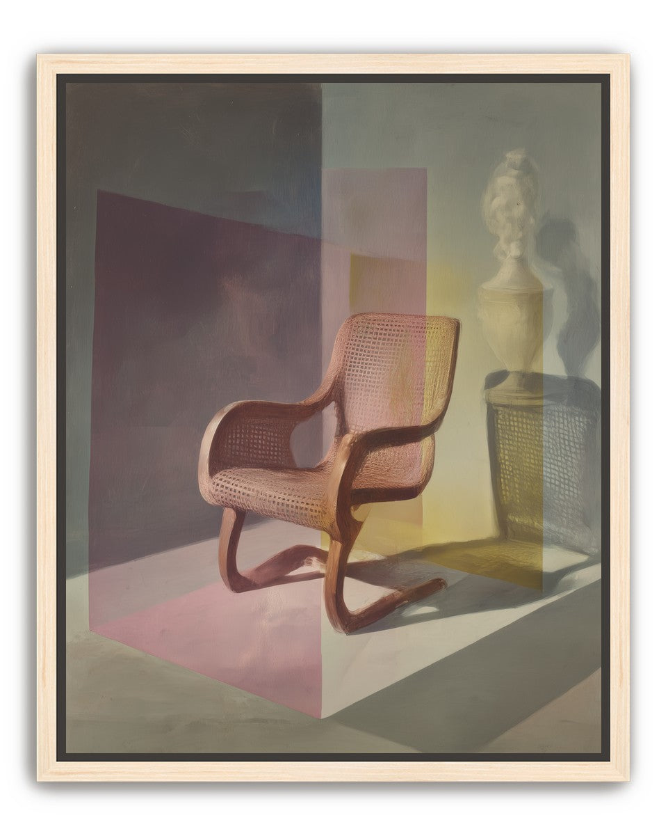 Cane chair within color panes