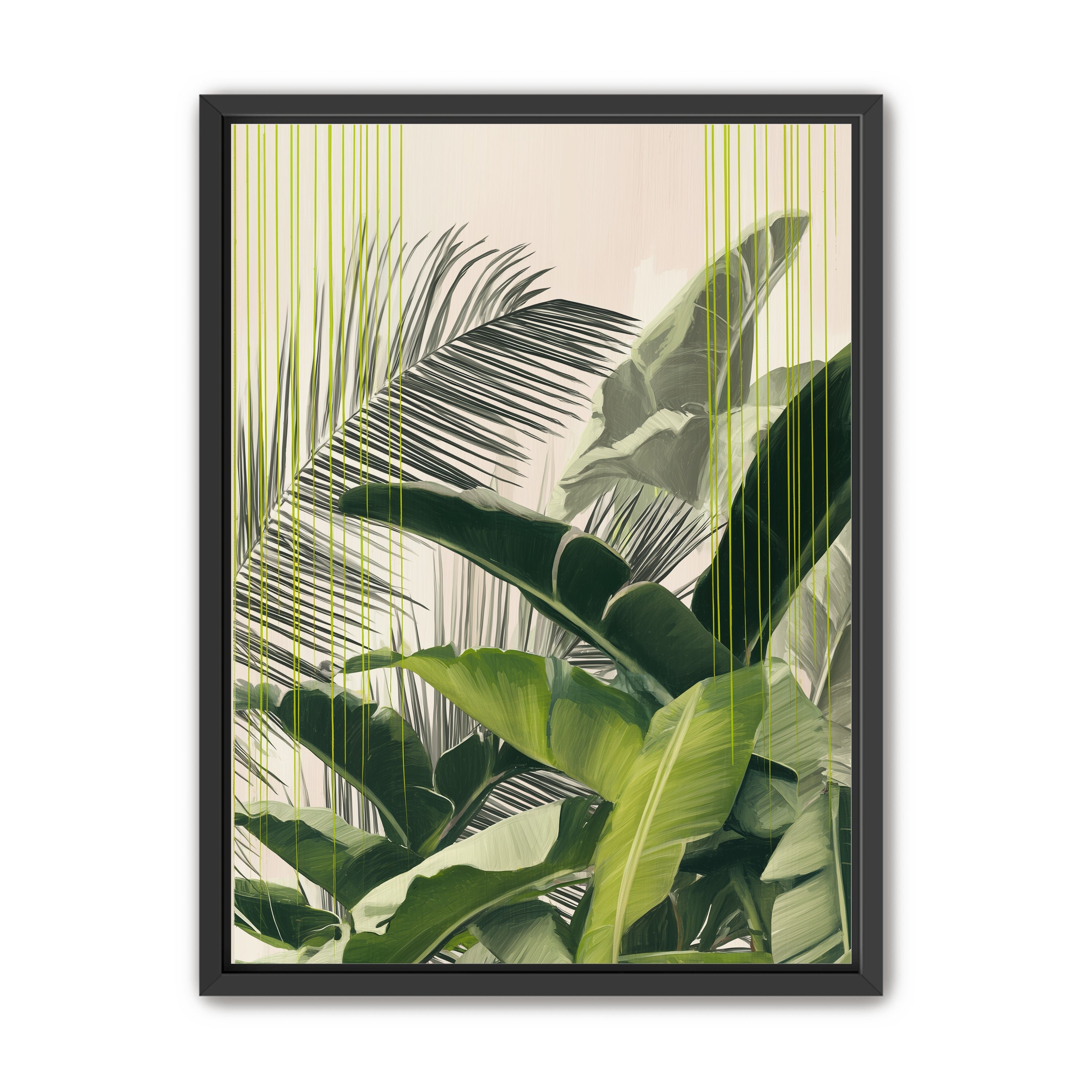 Green drips over palms