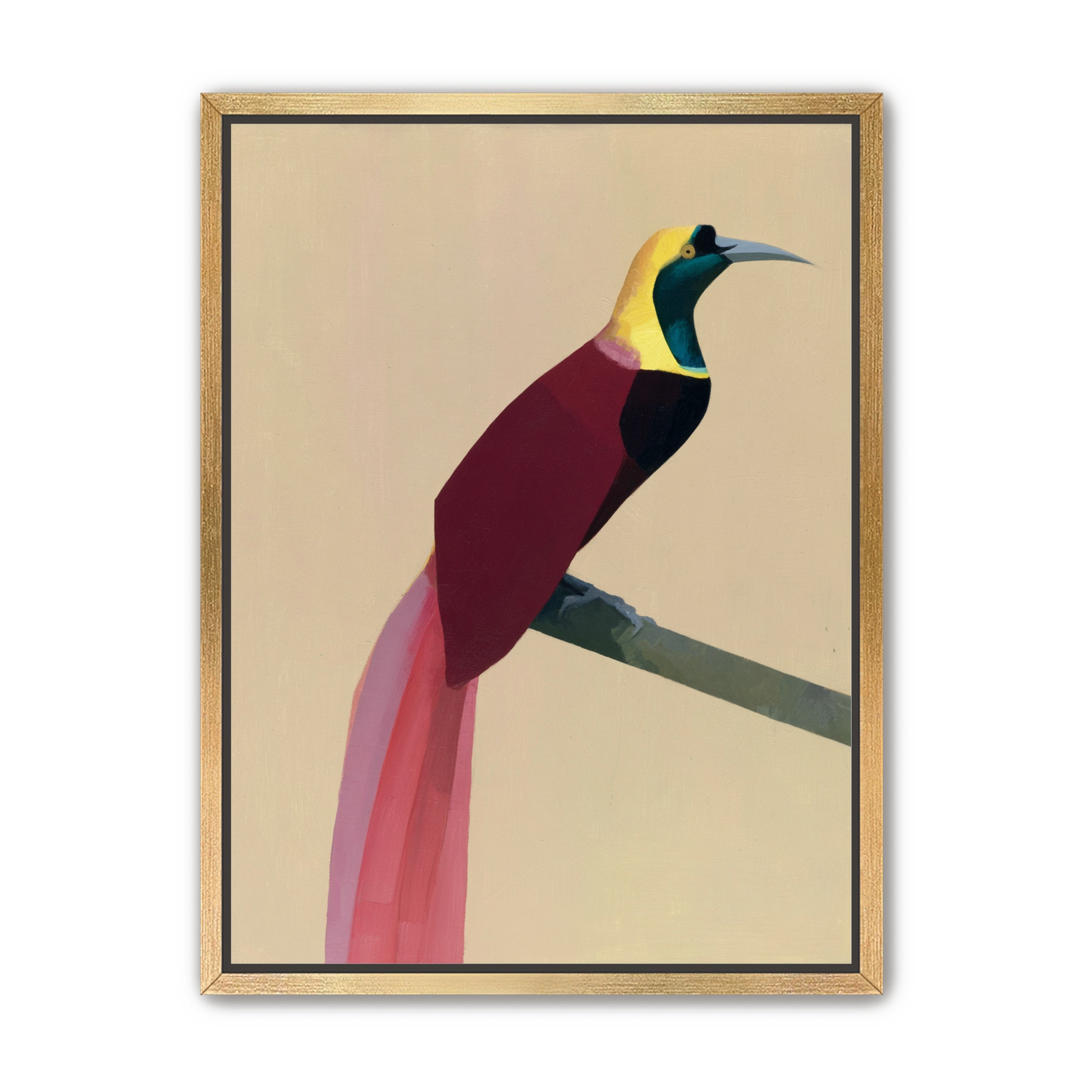 A bright bird on a branch