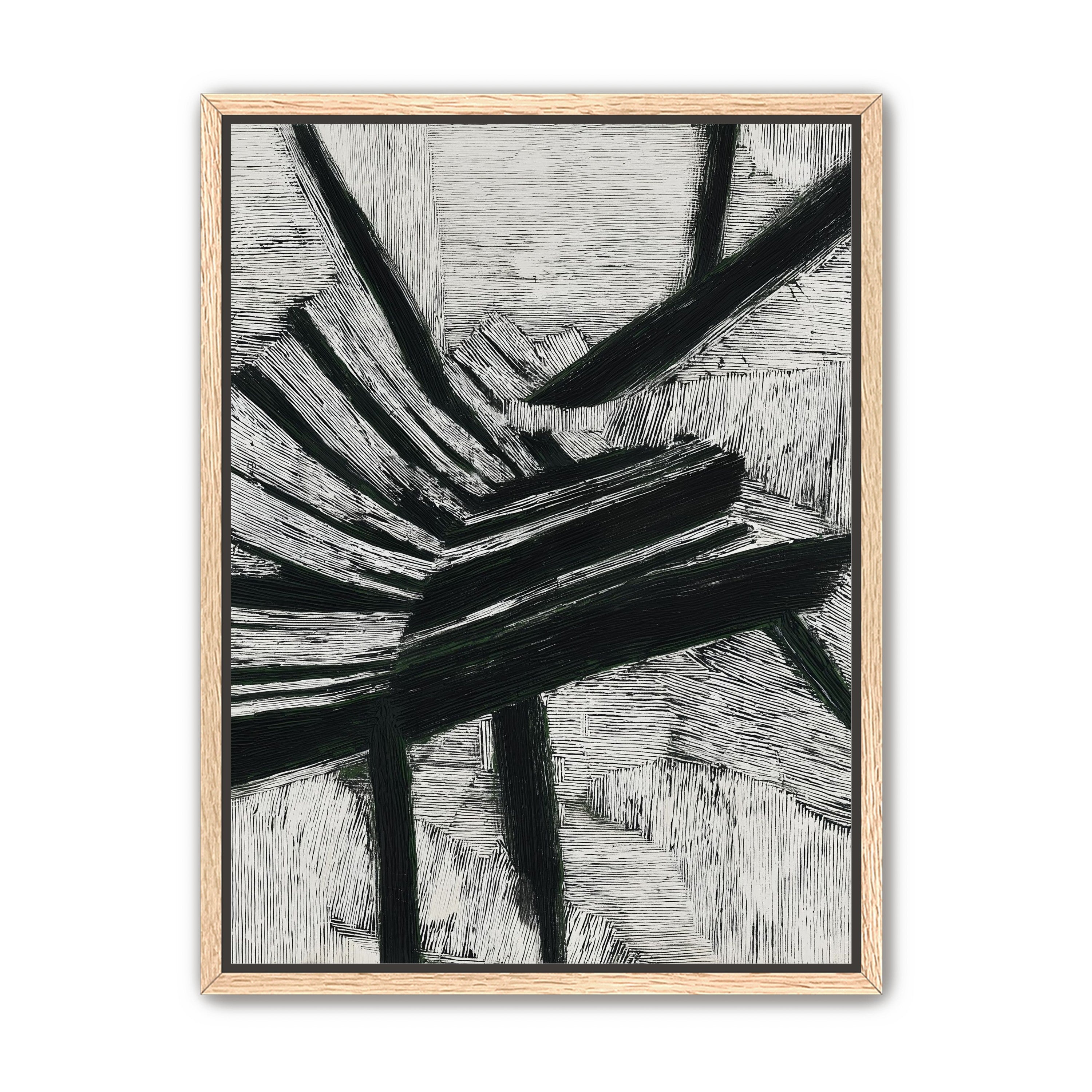 Black cuts through white grain