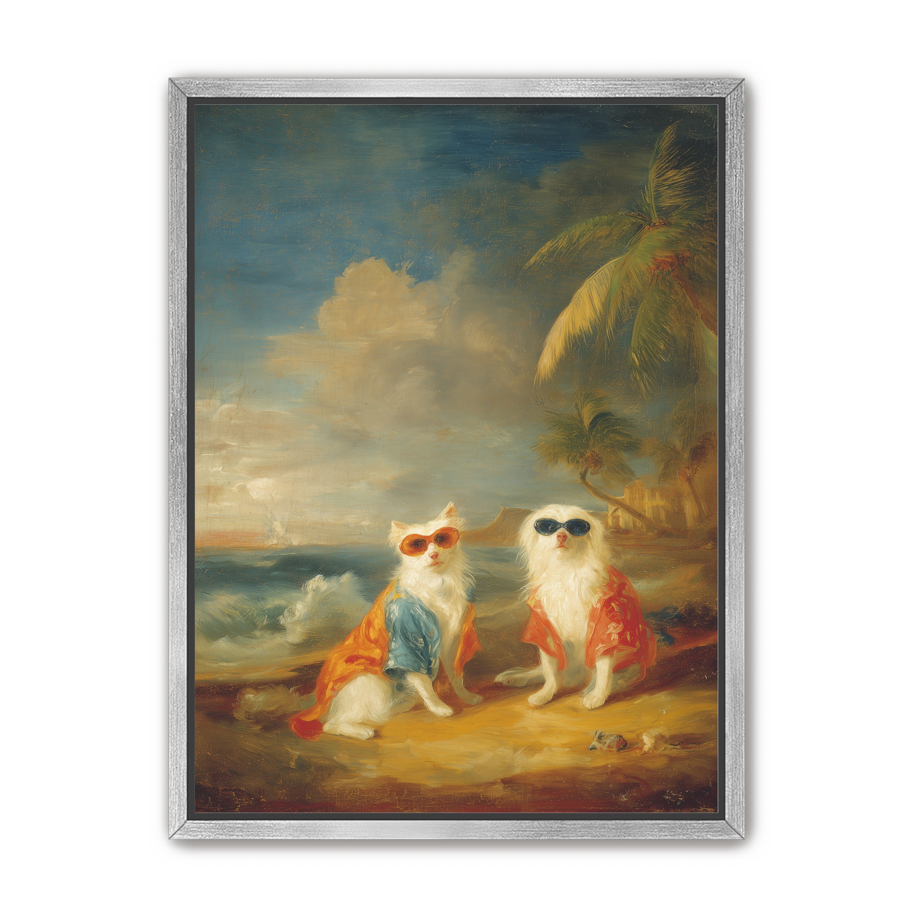 Sunglasses cats on the beach