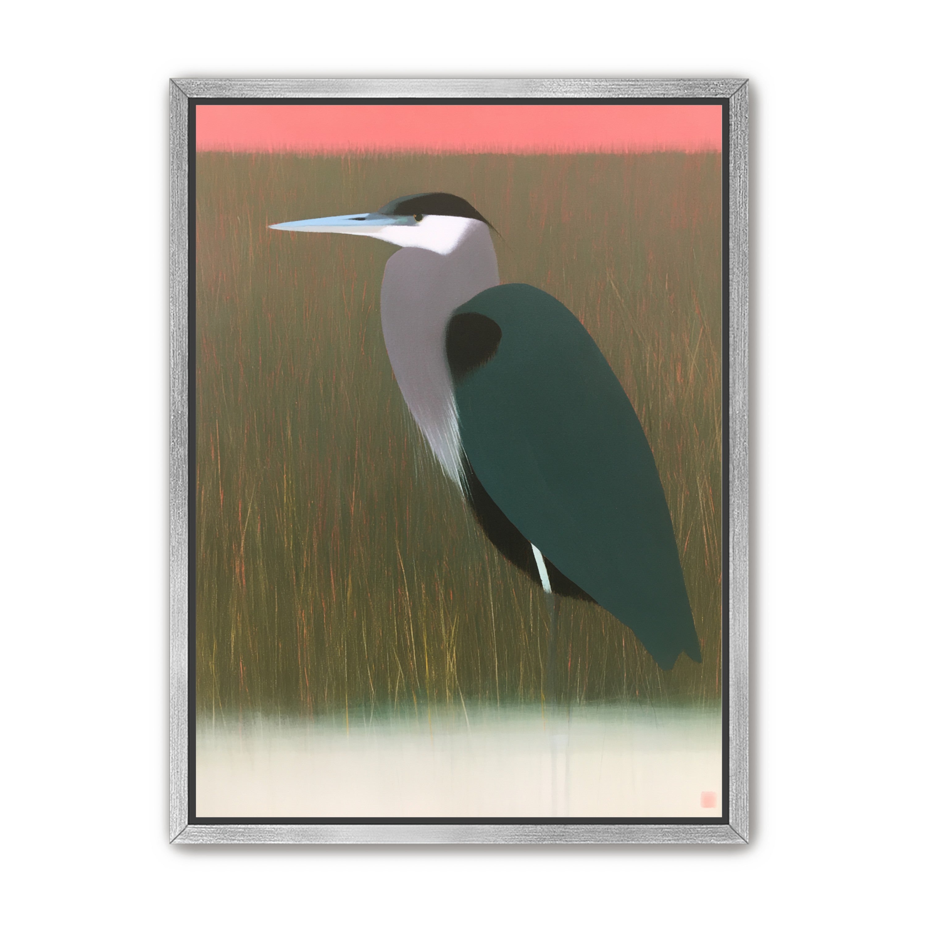 Heron in pink dusk