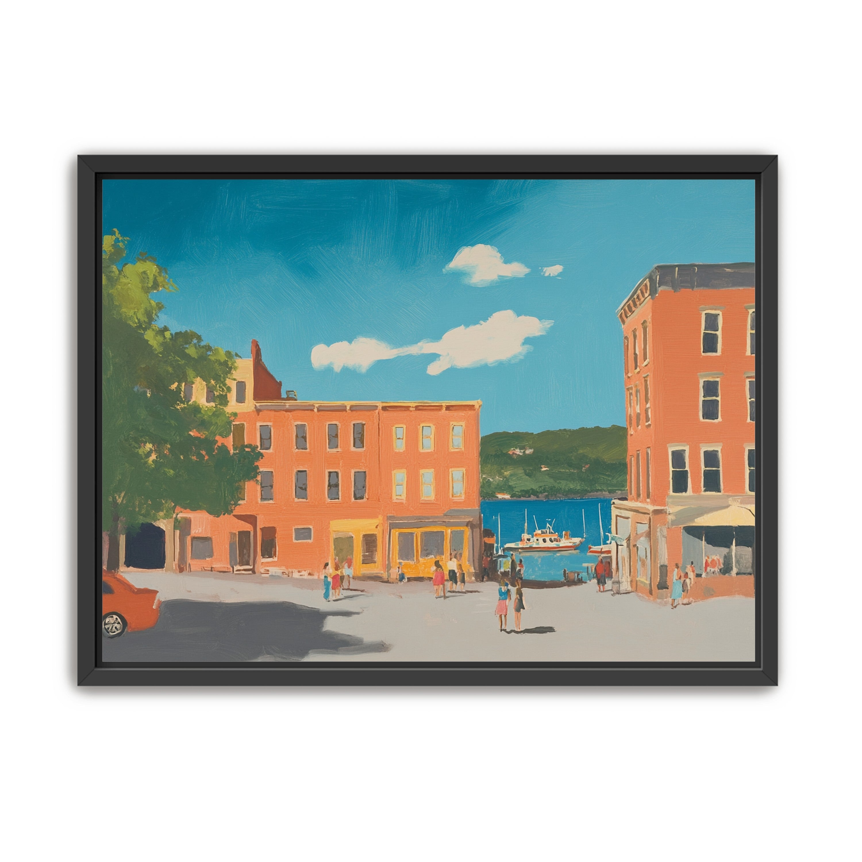 Sunlit street to the harbor