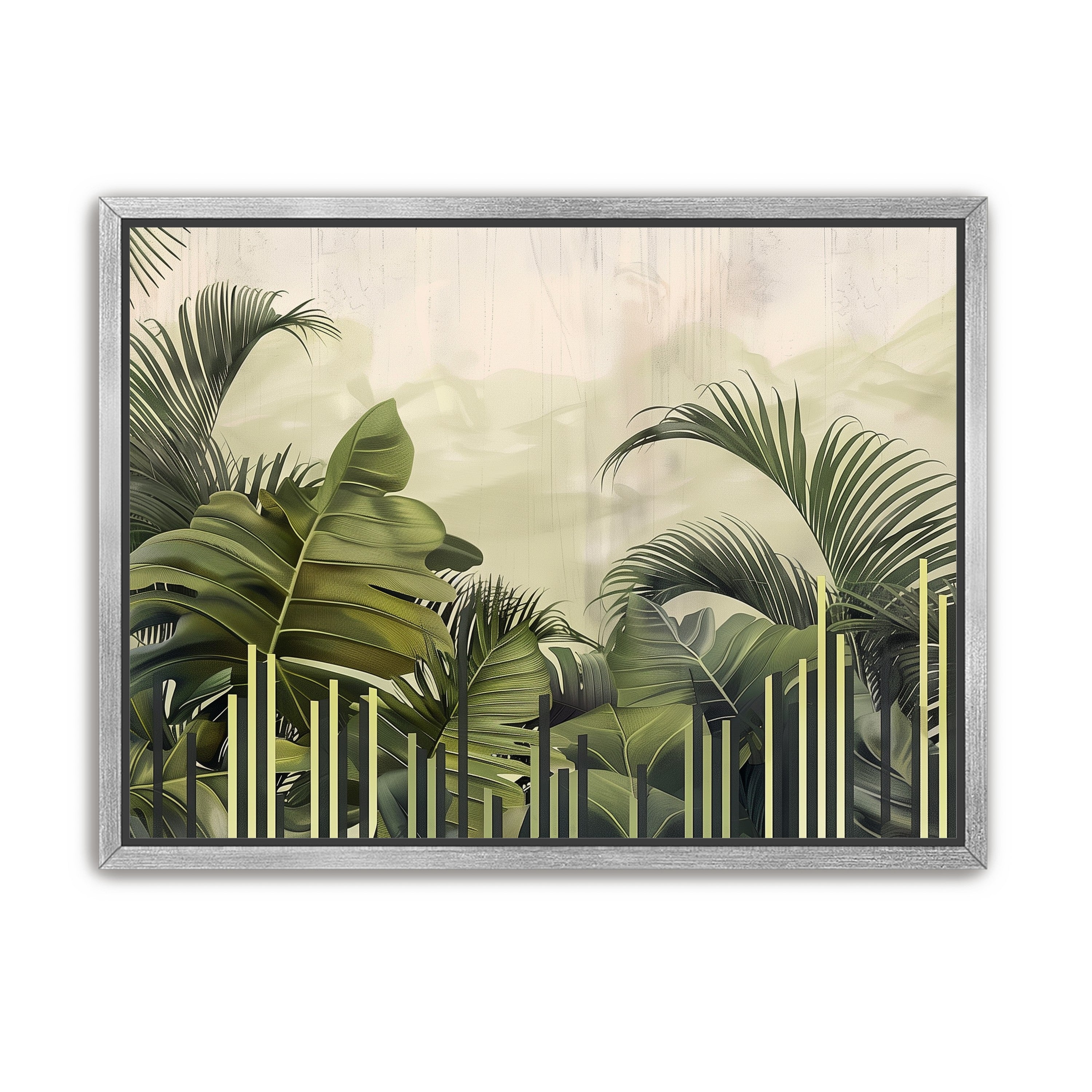 Pale sky over green fronds