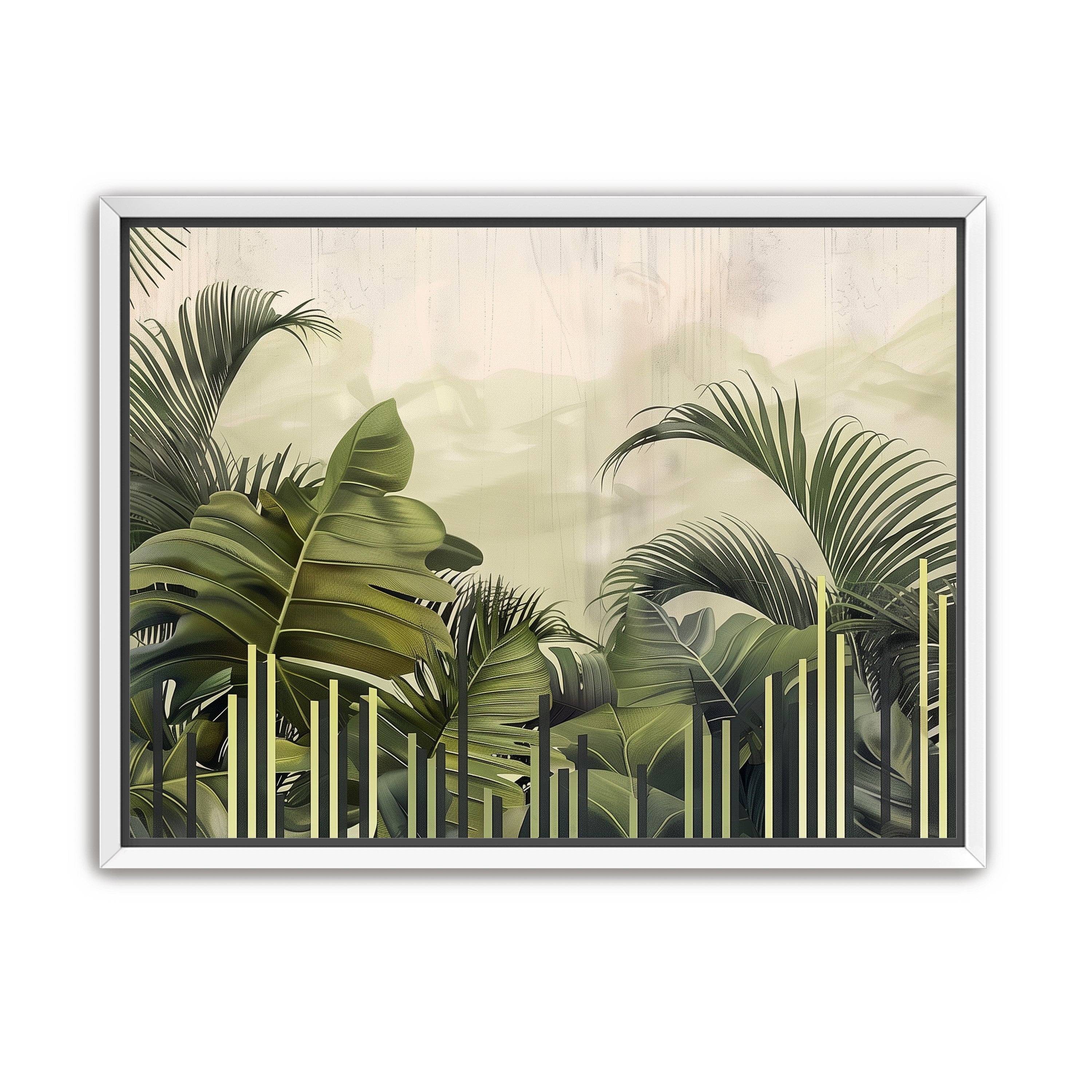 Pale sky over green fronds