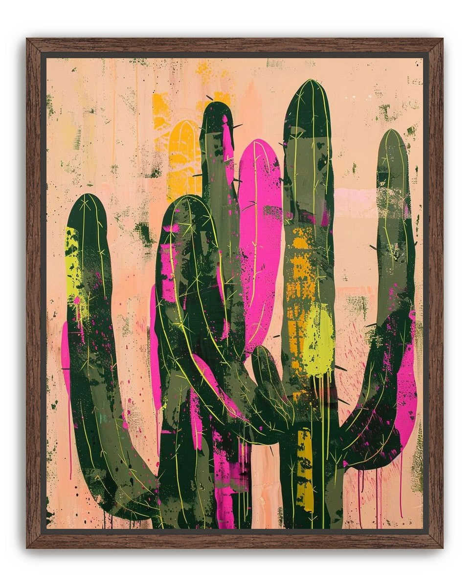 Neon pink on cactus green