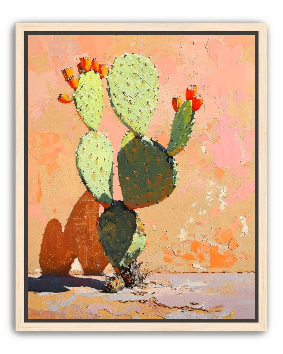 Prickly pear in sunlit plaster