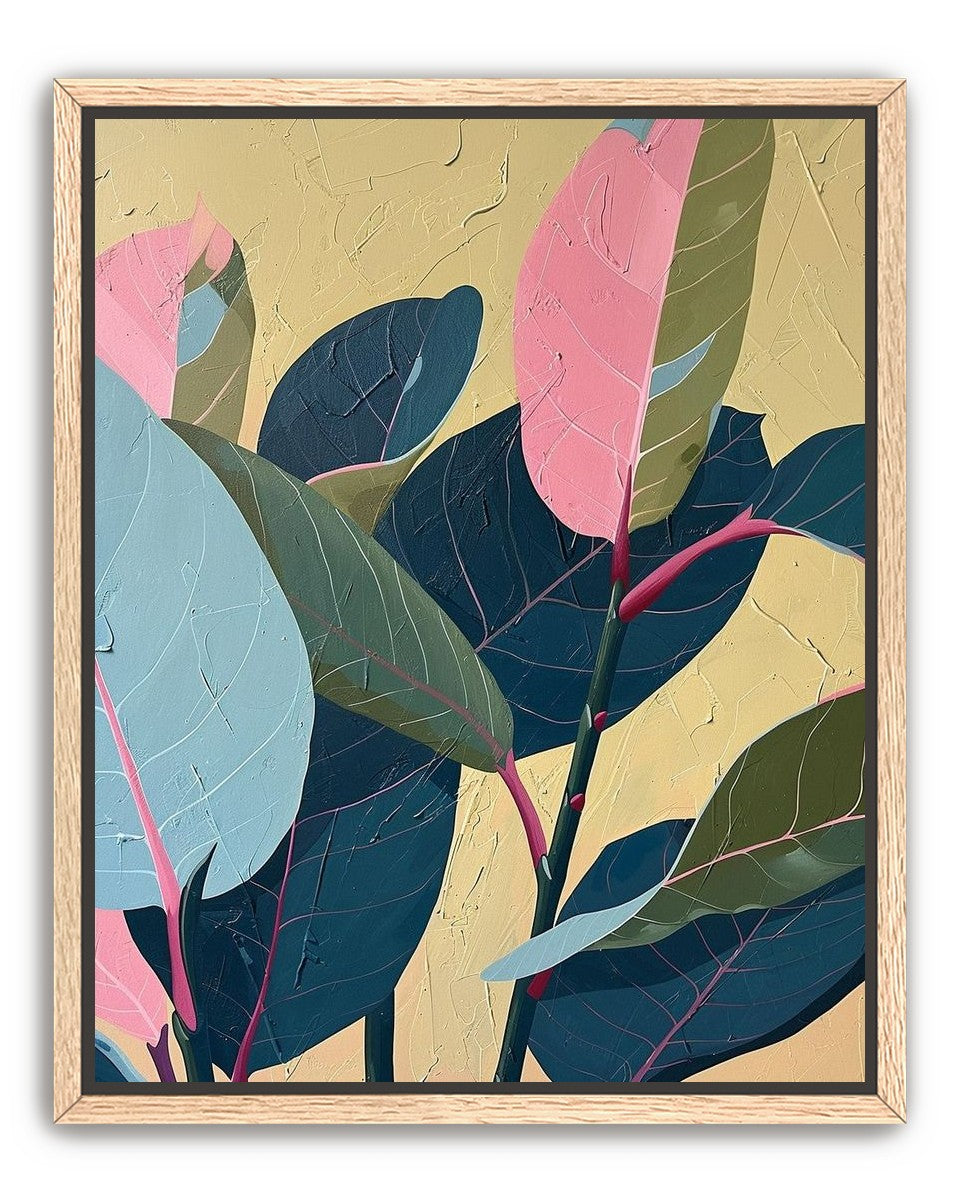 Leaves on cracked plaster