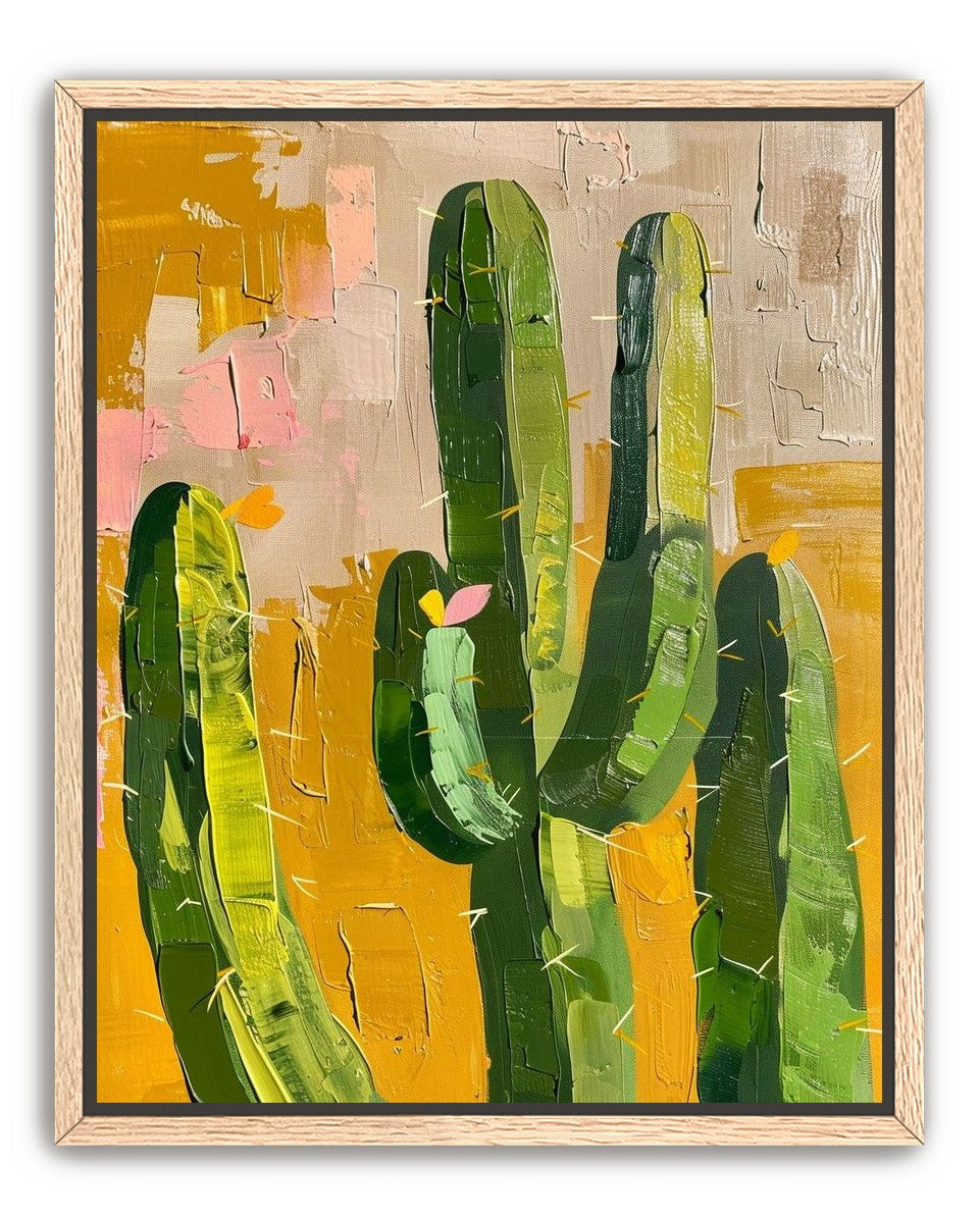Cactus forms within ochre field