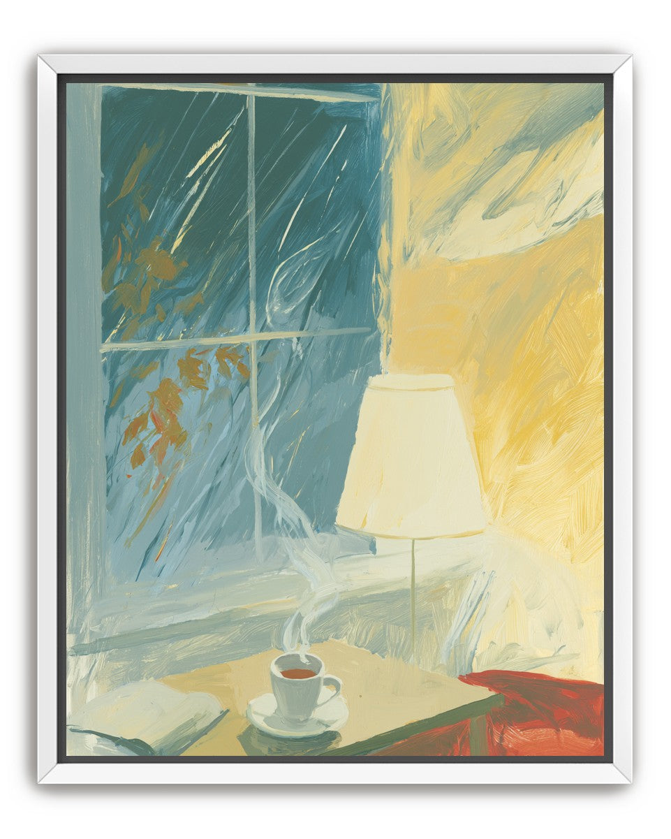 Steam against the rainy window