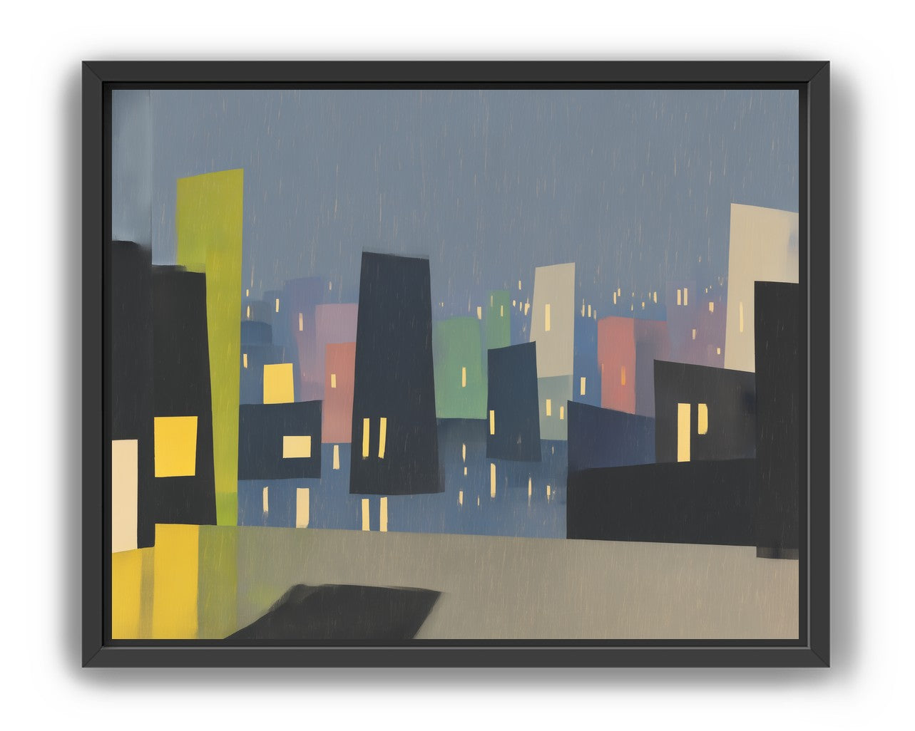 Rain on the lit skyline