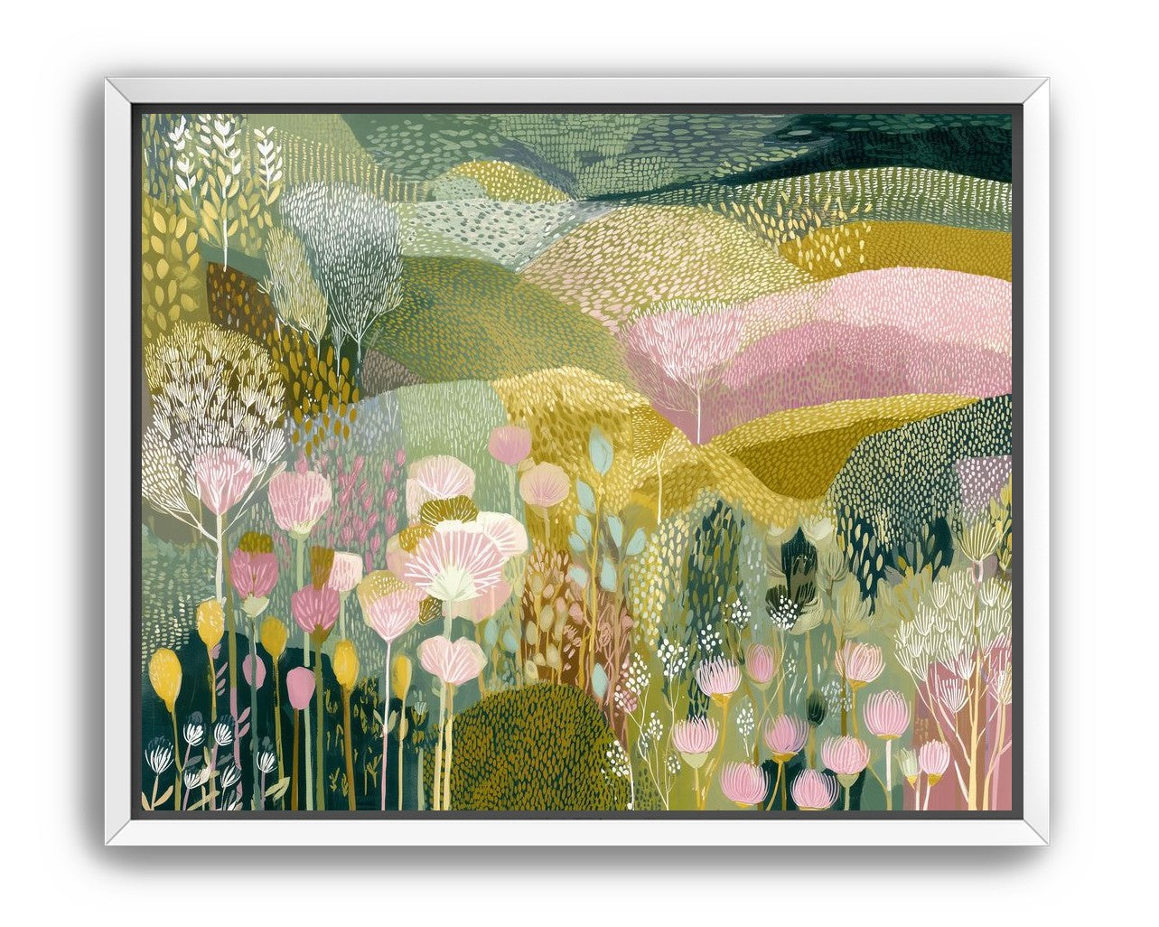Patterned hills in bloom
