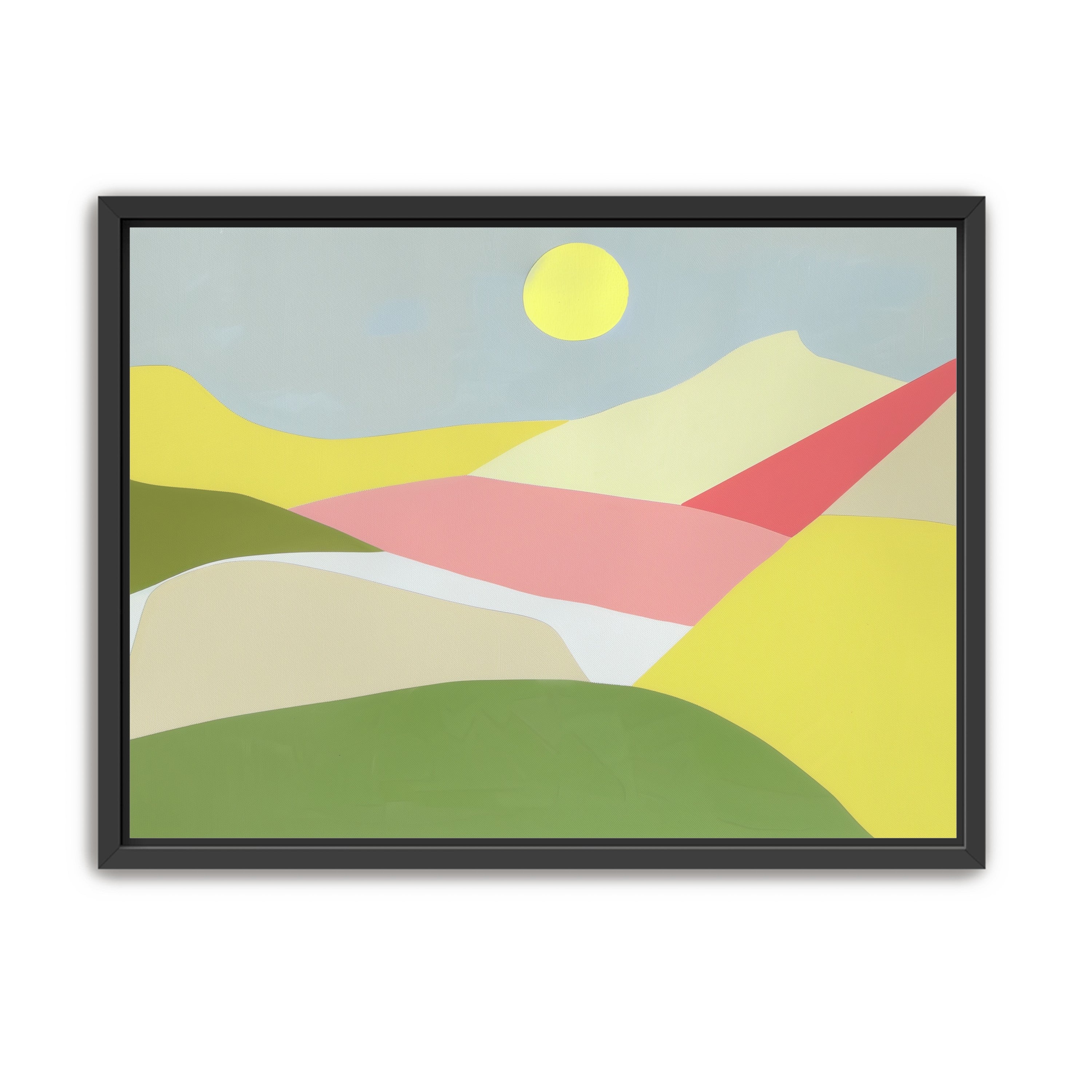 Yellow sun over red fields