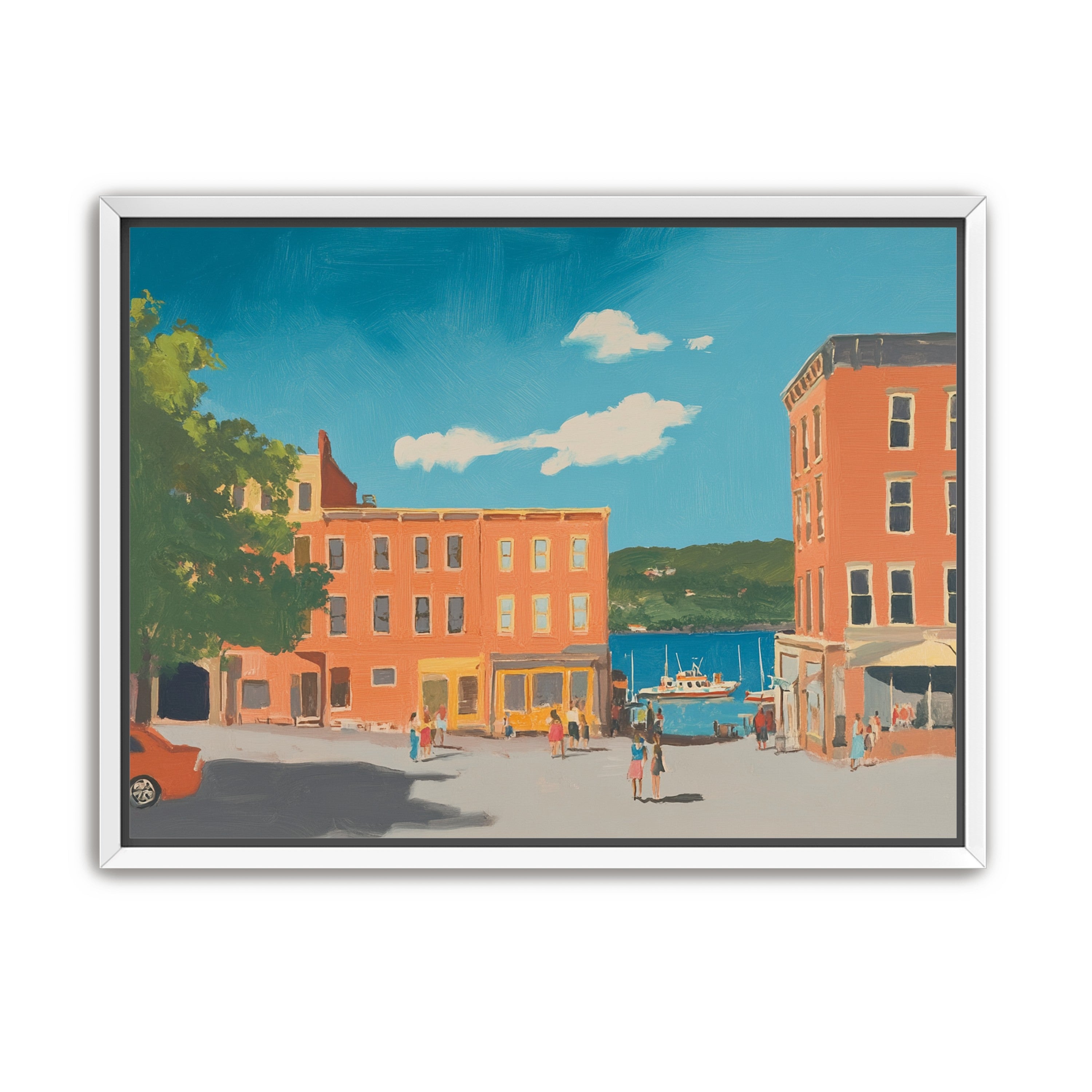 Sunlit street to the harbor