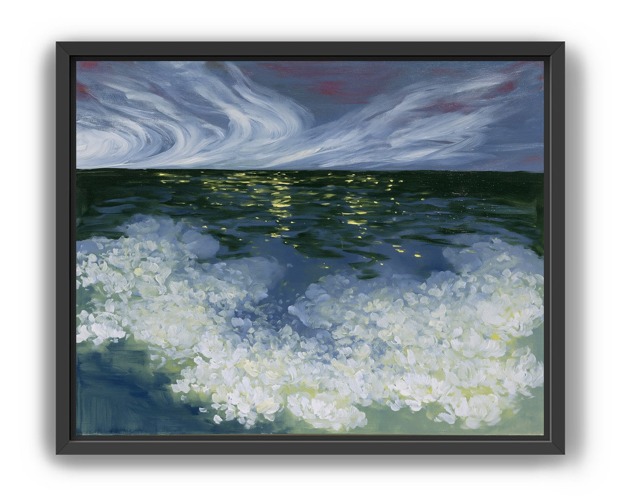Foam and starlight at sea
