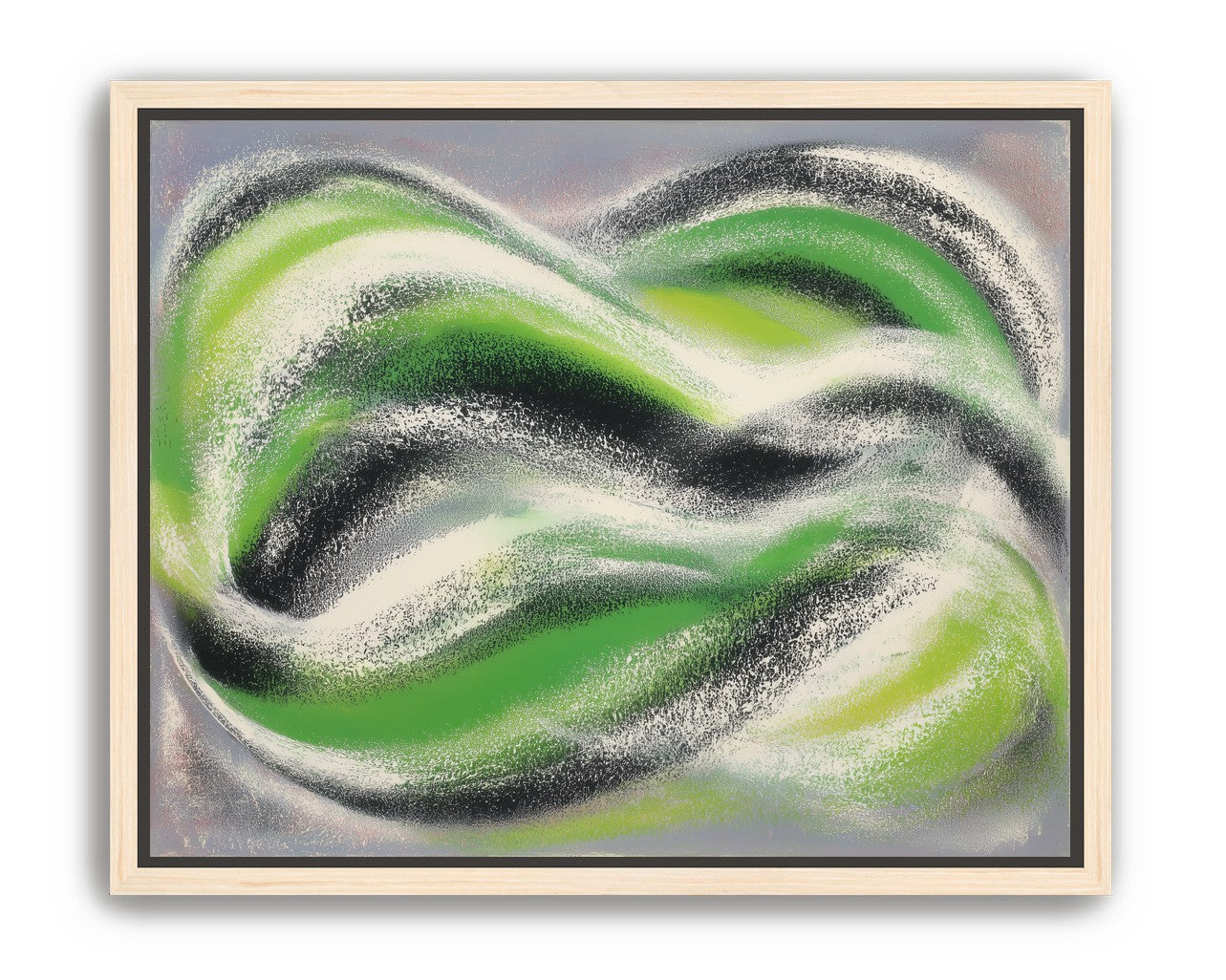 Green bands under white spray