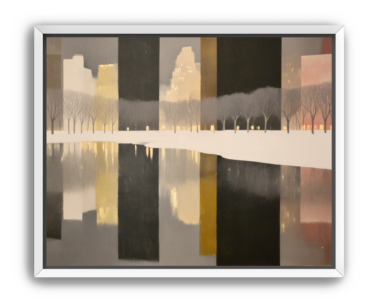 City lights in winter water