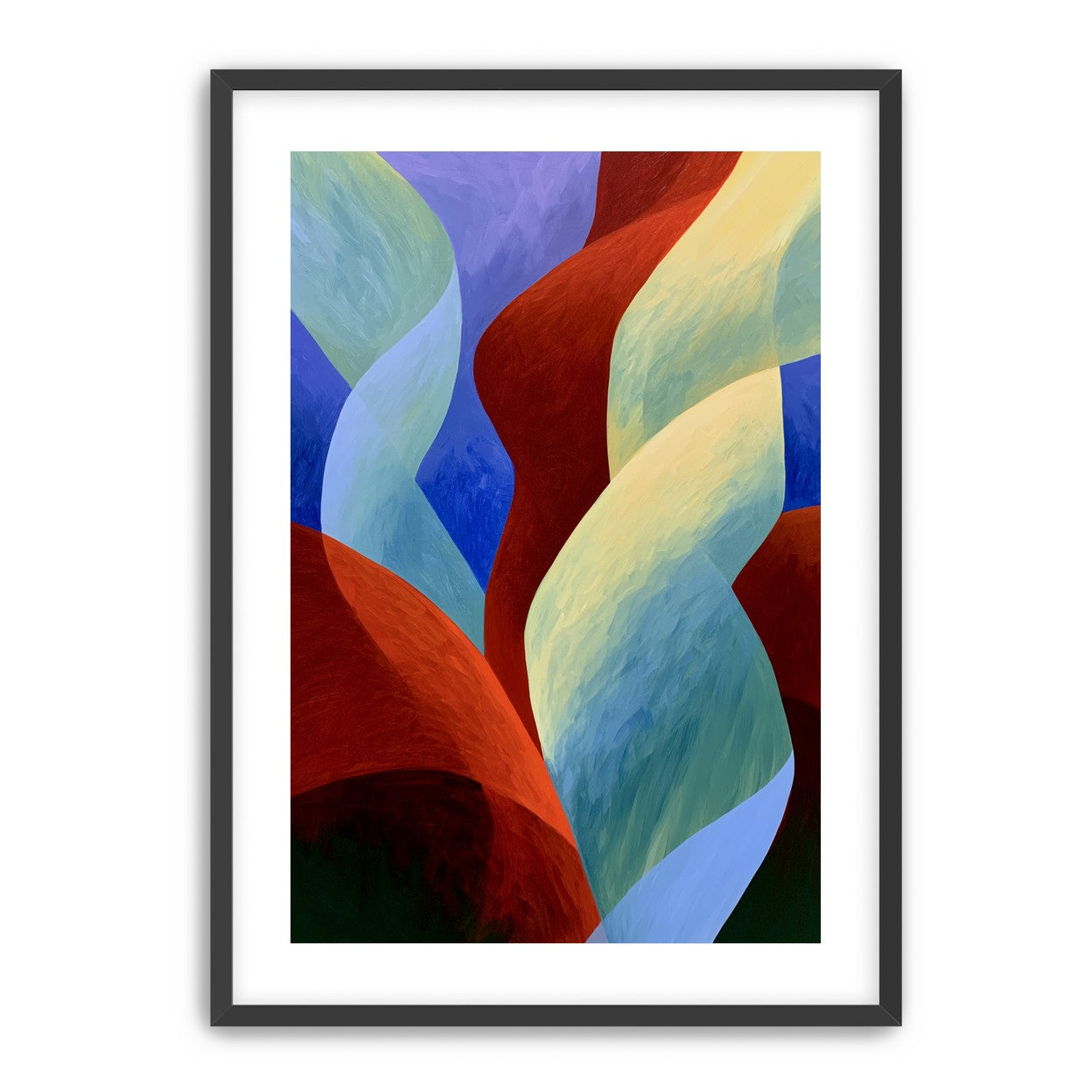 Red slips through cool blues