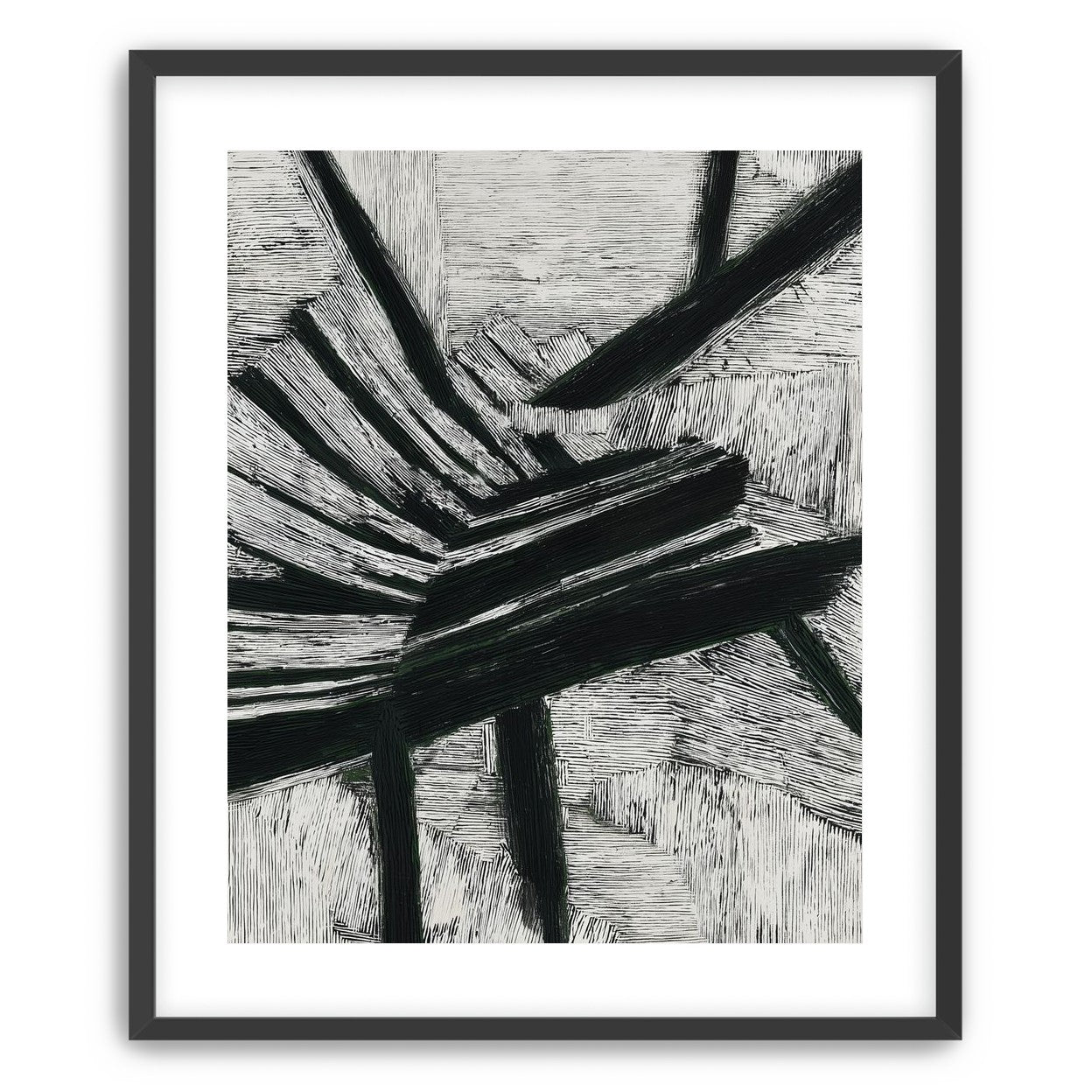Black cuts through white grain