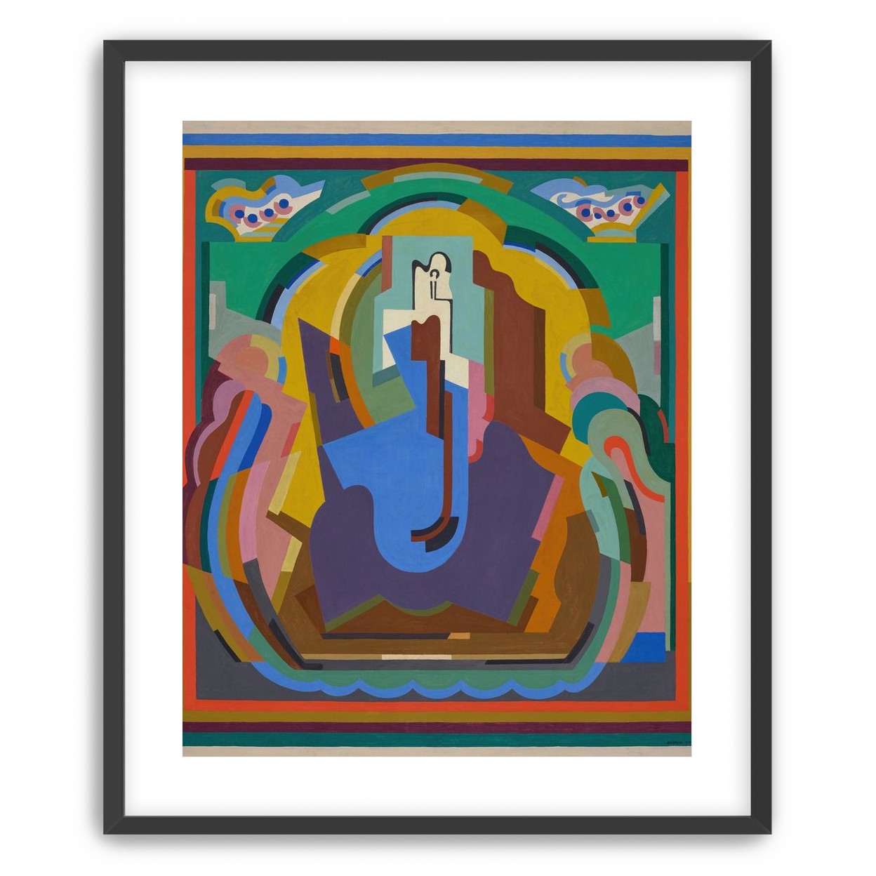 A figure under painted arches