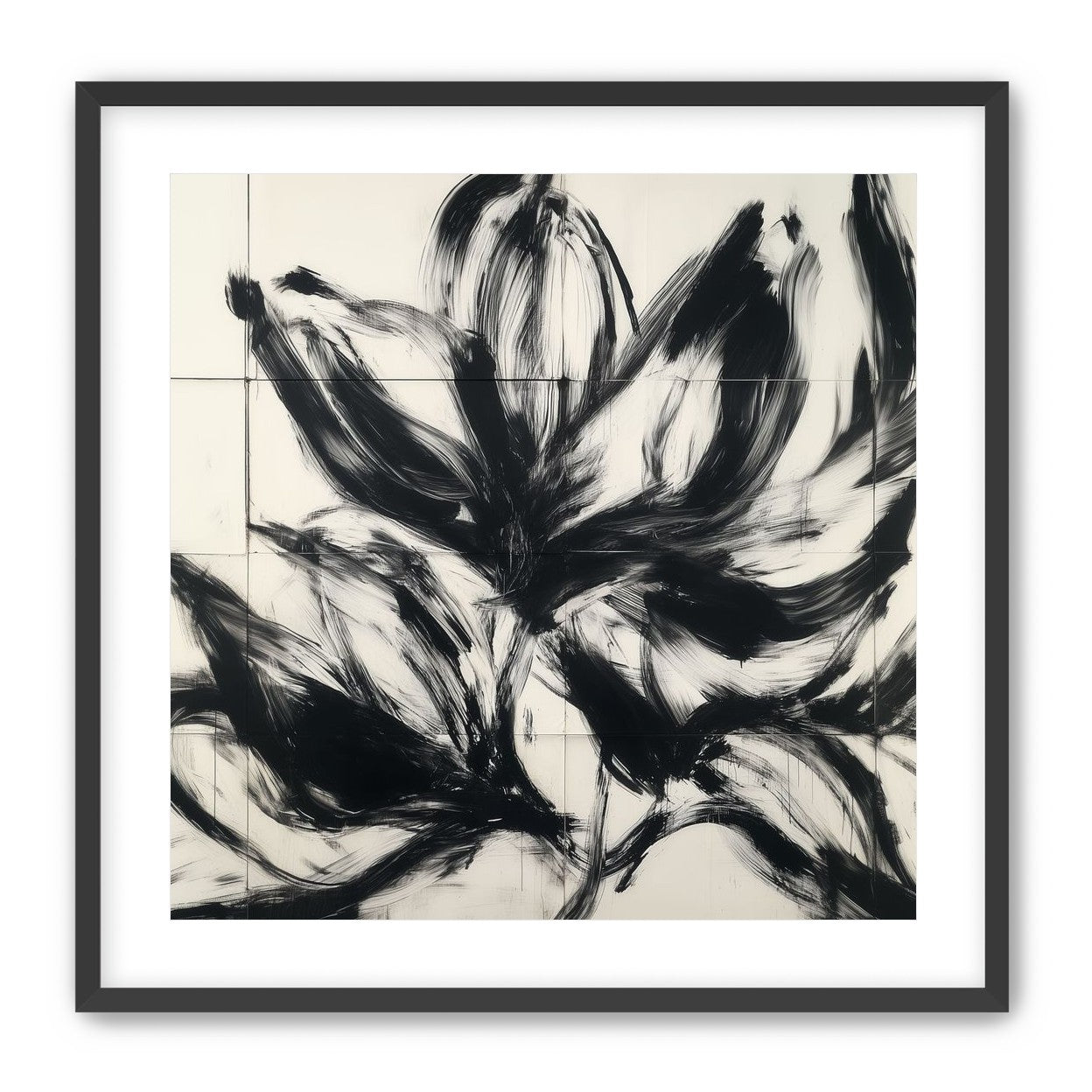 Black petals on pale grid
