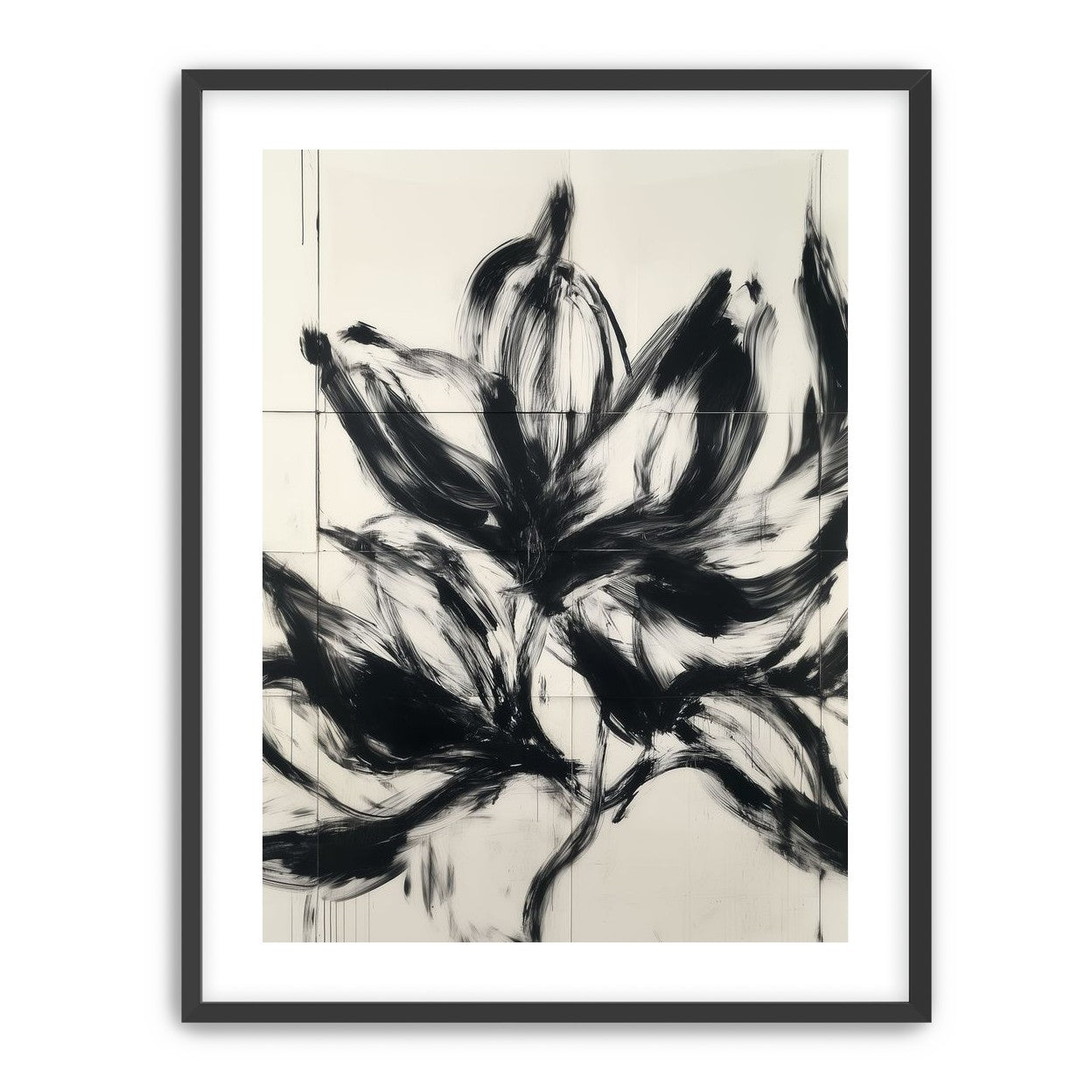 Black petals on pale grid