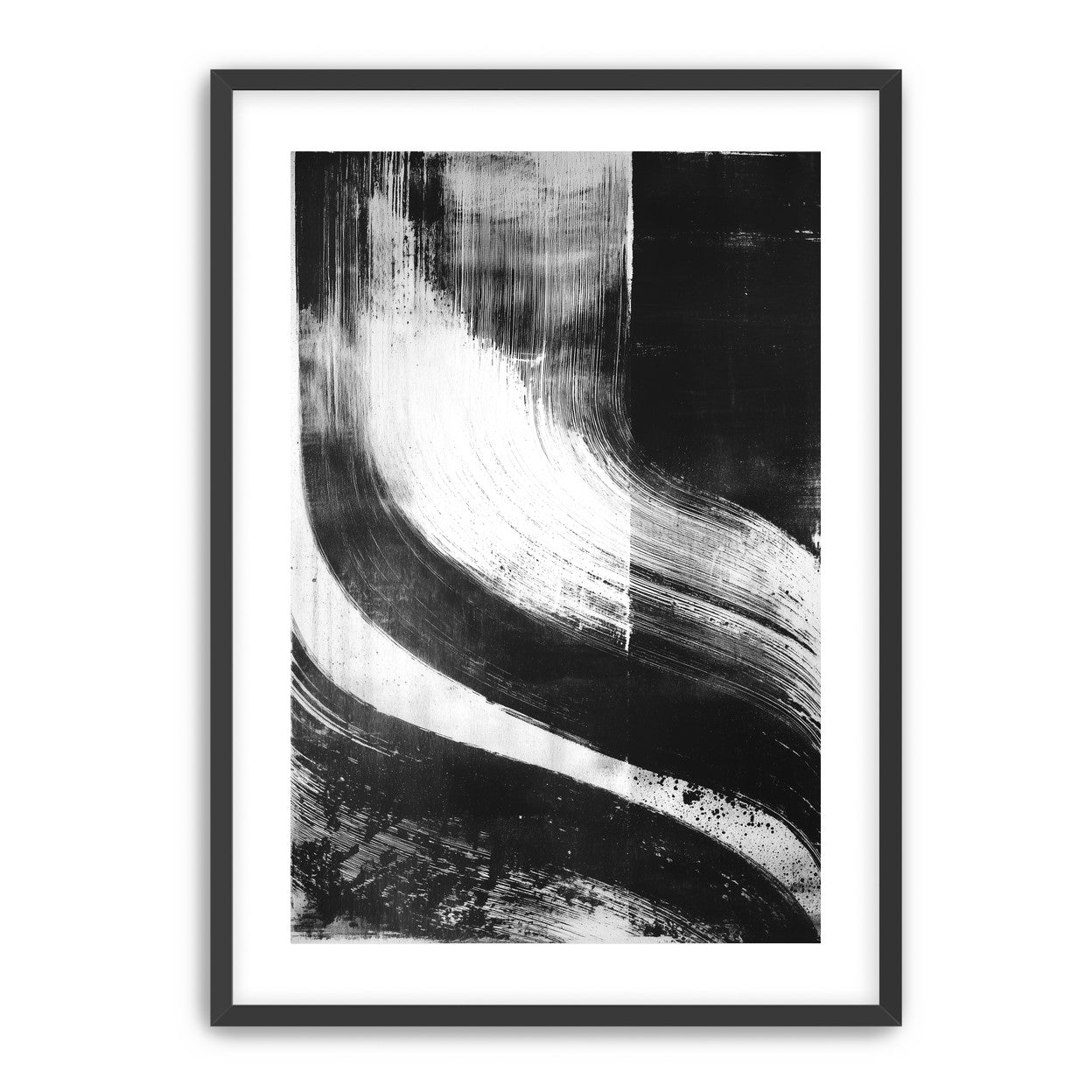 Scraped arcs in black ink