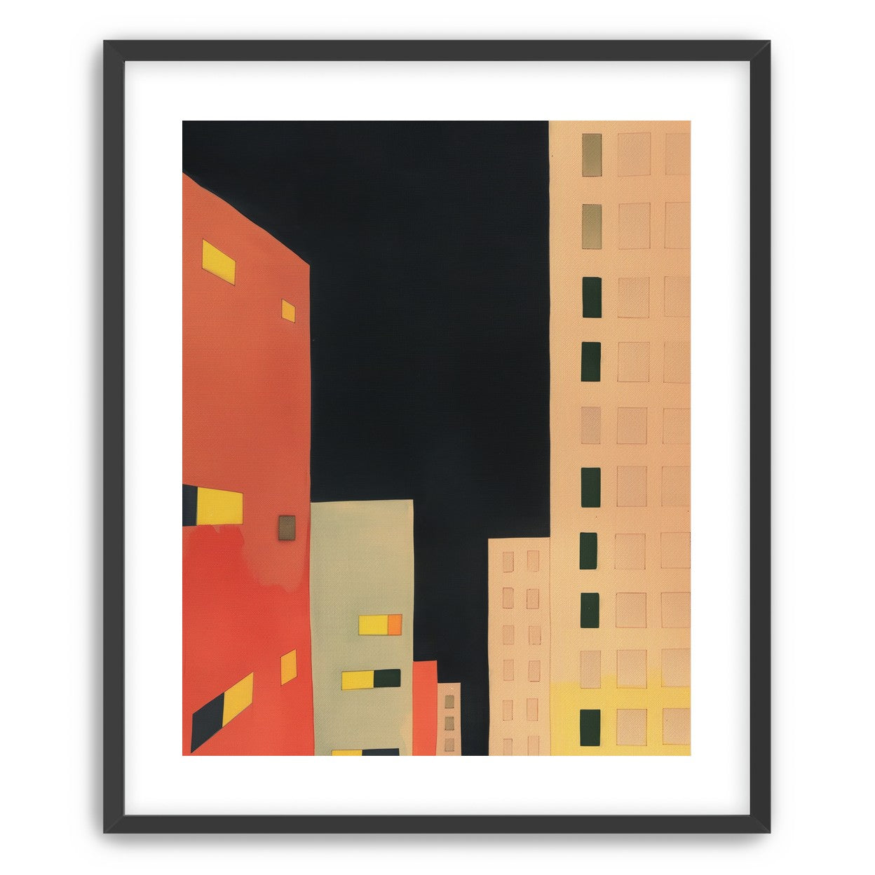 Lit windows in black sky