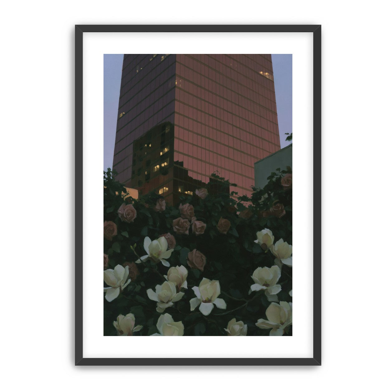 Pink tower above magnolias