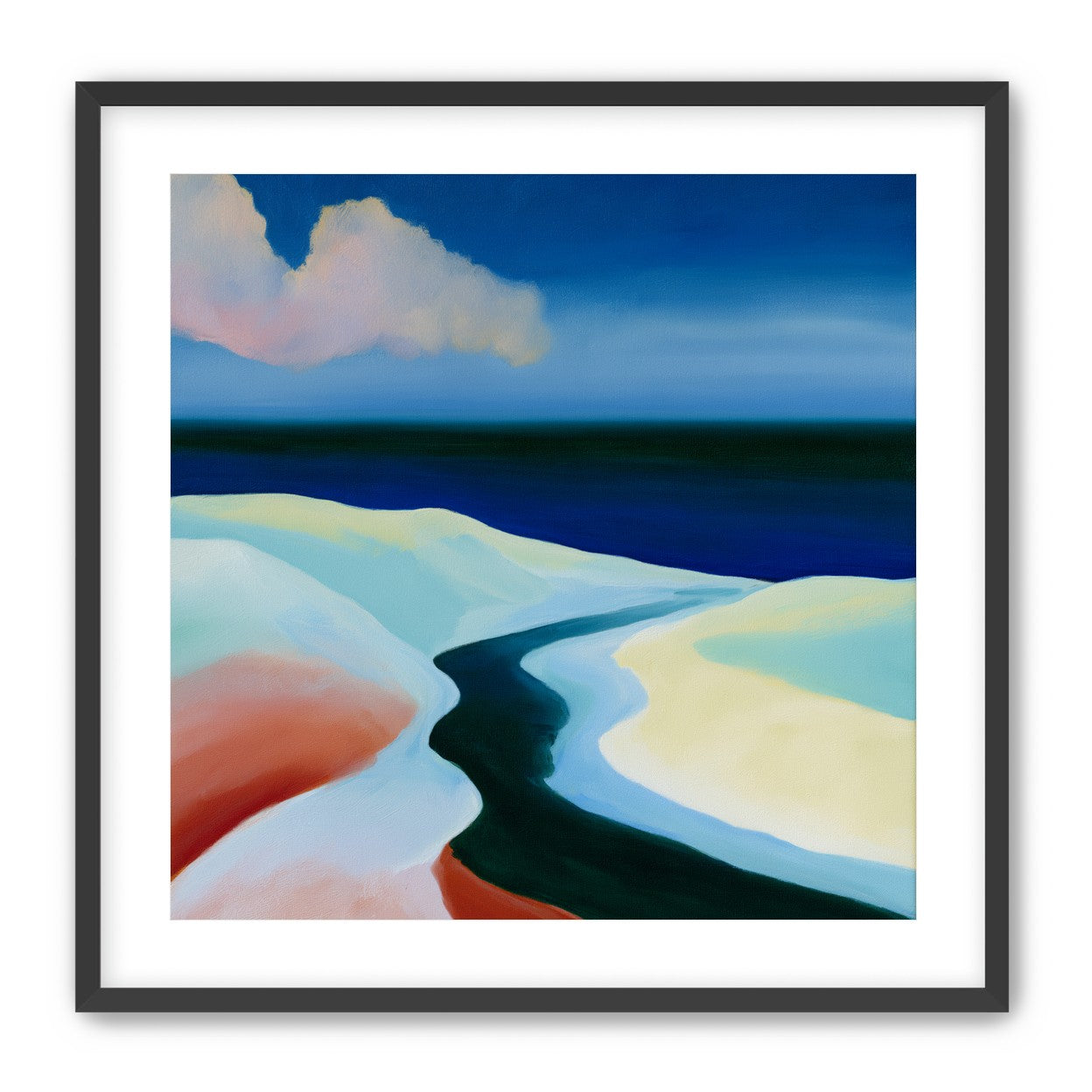 Deep blue over pale dunes