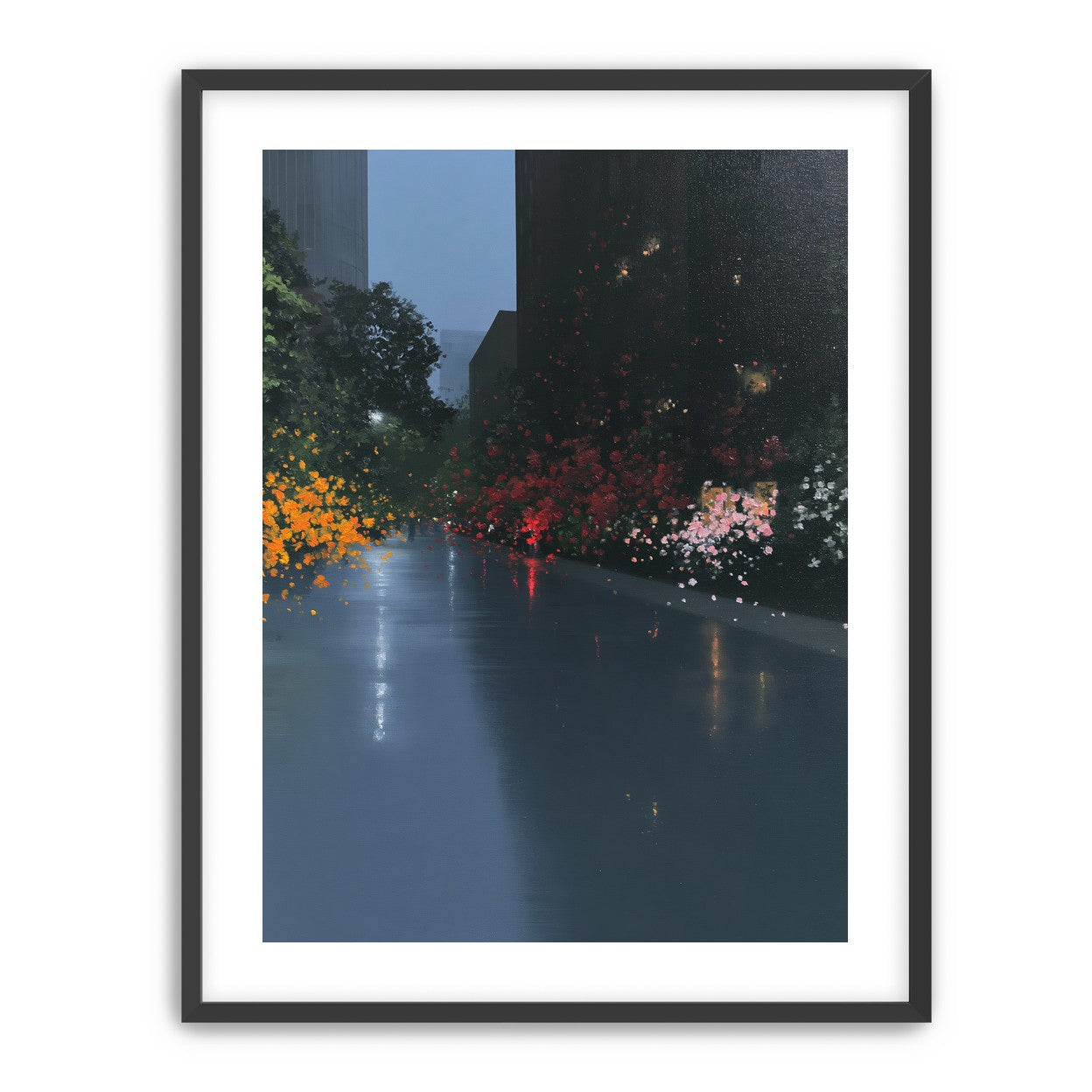 Rainlight on the flowered street